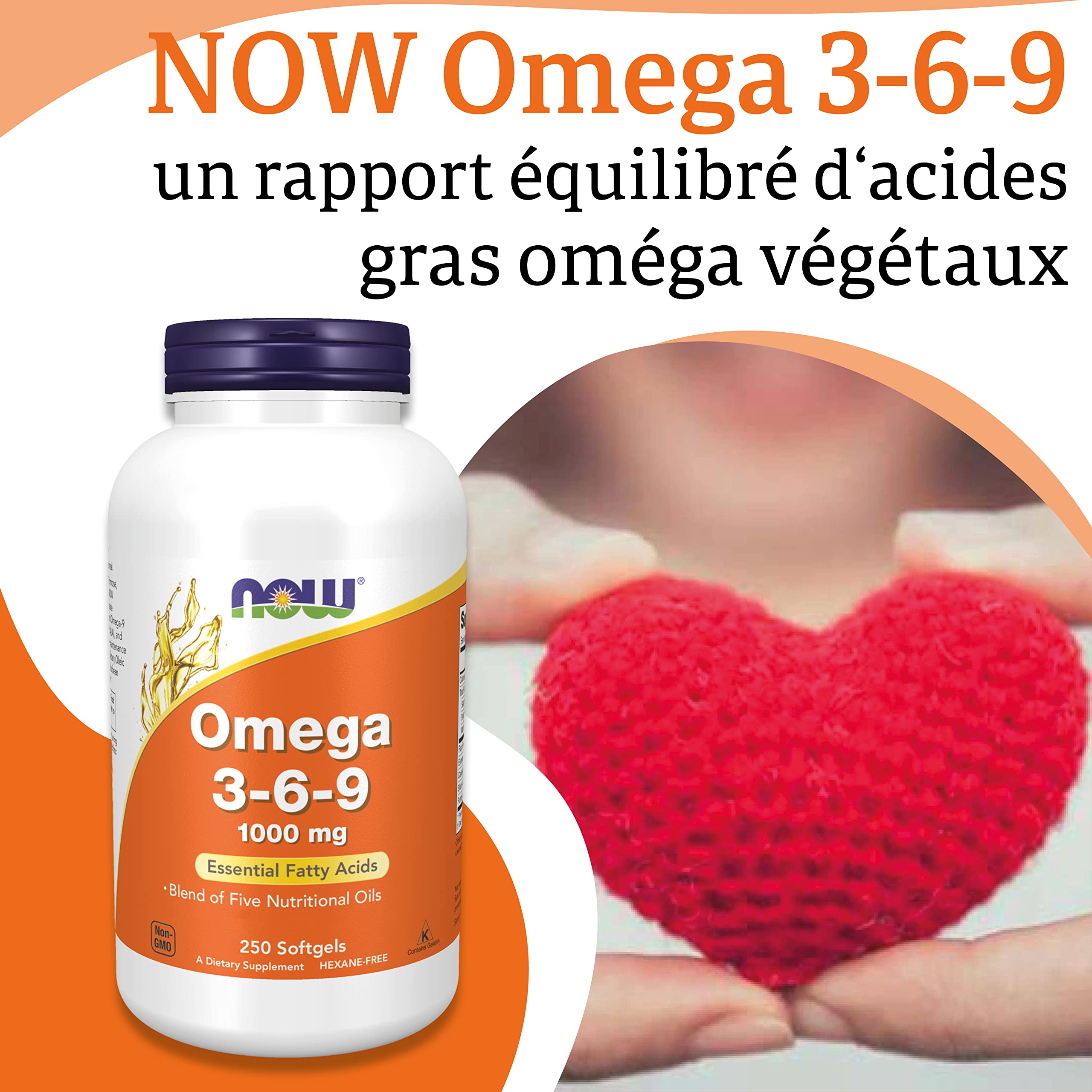 Now Foods, Omega 3-6-9, 1.000 mg, 250 Gélules, Testé en Laboratoire, Acides Gras Essentiels, Sans Gluten, Sans Soja, Sans OGM