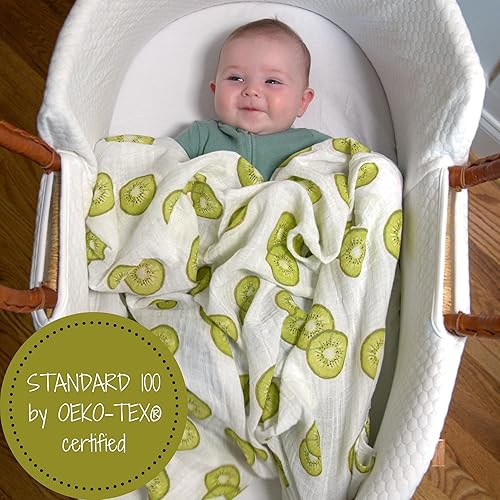 Miniatura 134 de LollyBanks Manta de muselina grande de 47 x 47 pulgadas, manta de bebé para niños y niñas, 100% algodón, manta de recepción para recién nacido