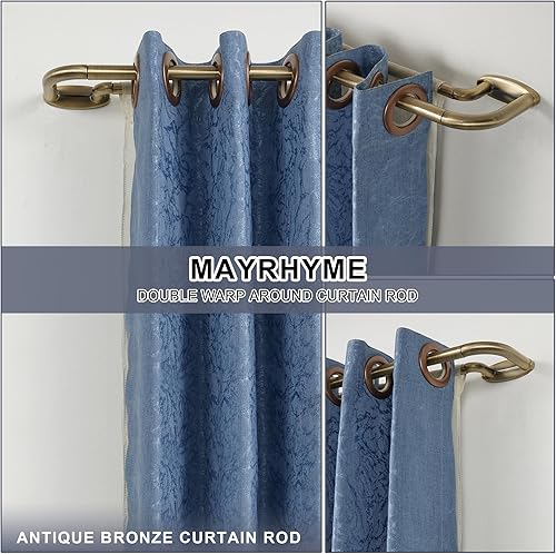 Miniatura 2 de Varillas de cortina dobles de bronce antiguo, barra de cortina de oscurecimiento de habitación para 72-144 pulgadas, barra de metal de calidad