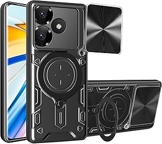 Case Cover Shock resistant Sliding CamShield TPU + PC CD Ring Compatible with Redmi Turbo 3 / Poco F6 (Black)