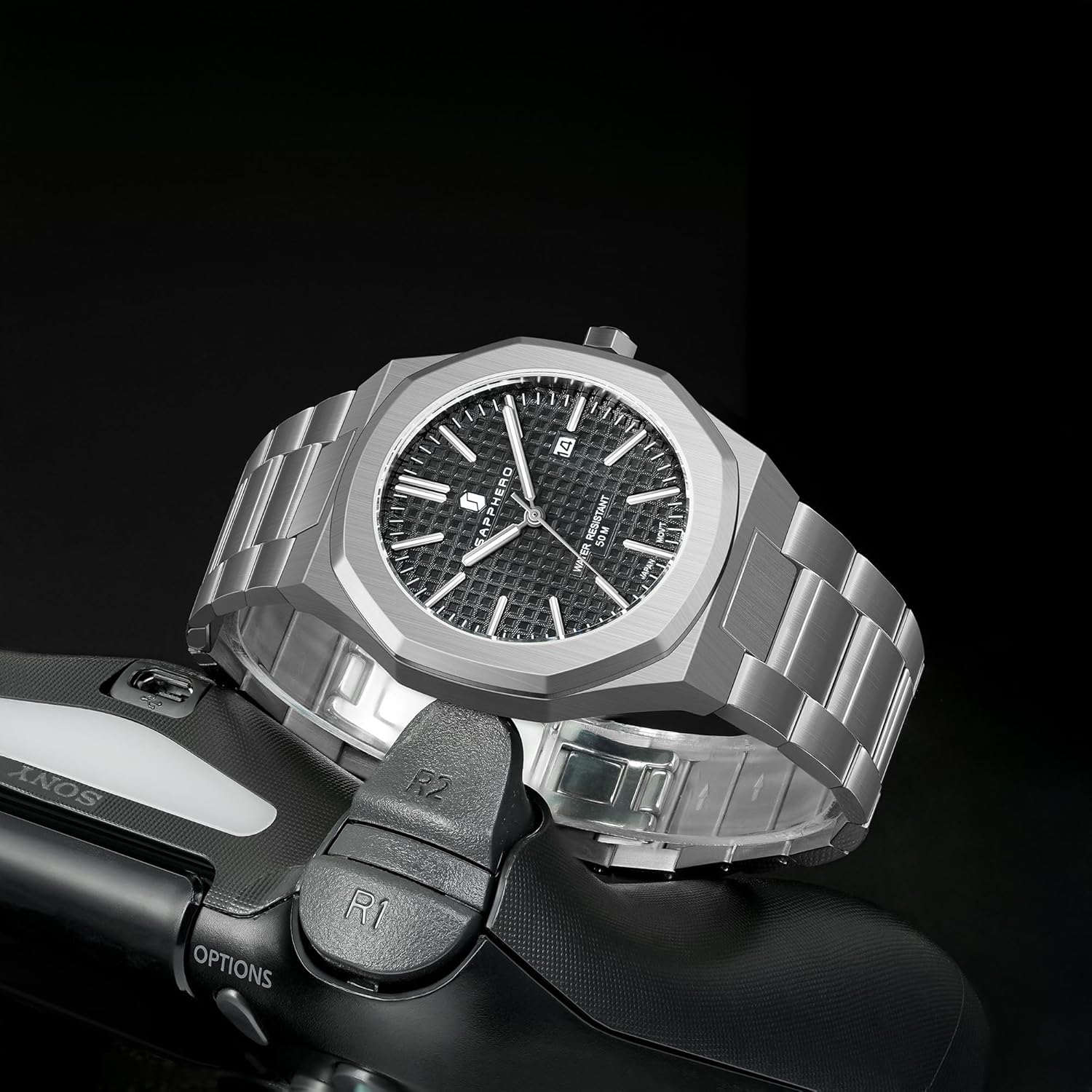 SAPPHERO Men Watches Octagonal Stainless Steel Quartz Fashion Business Men's Watch 50 Meter Water Resistant Analog Movement Multifunction Dials Classic Gifts for Men - Image 7