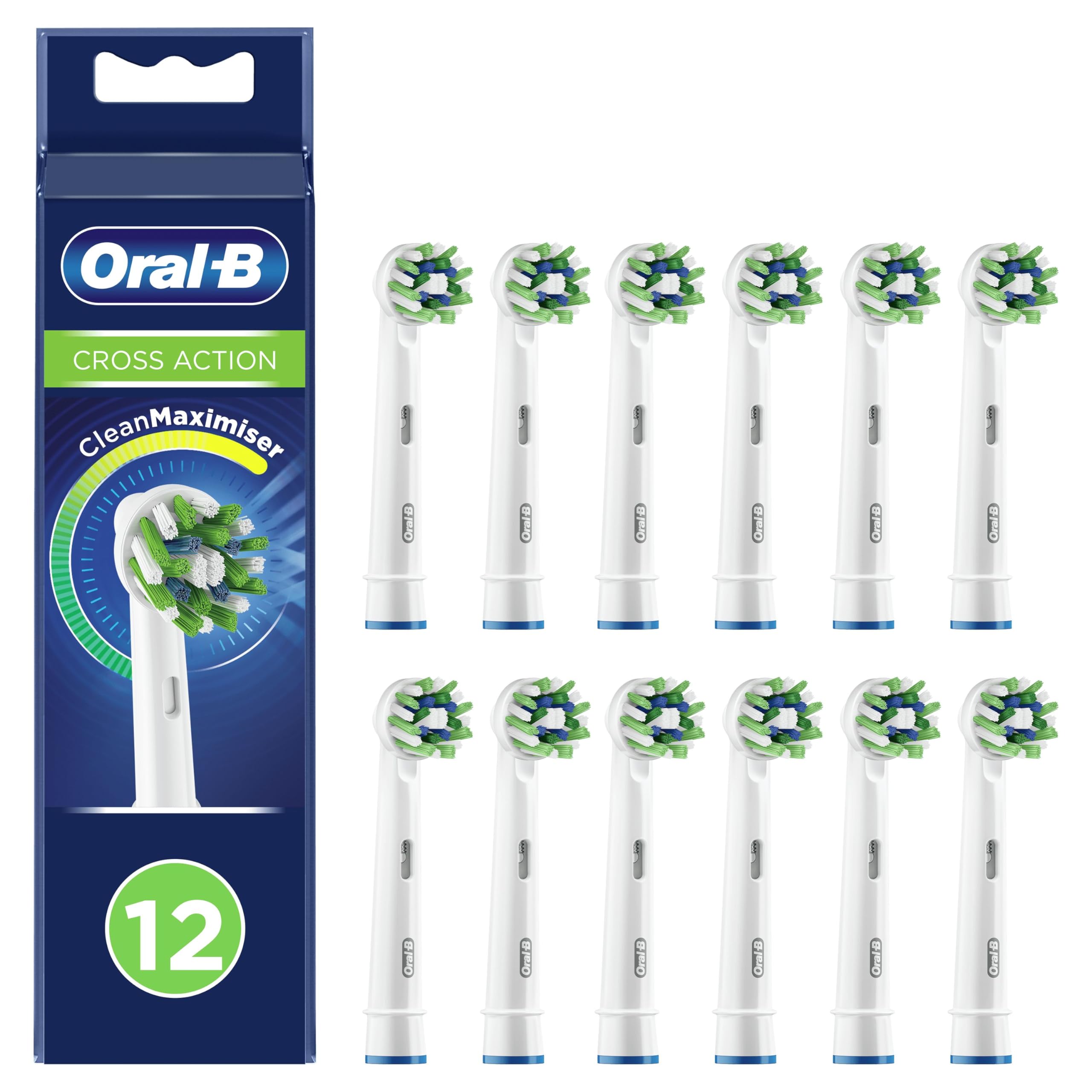 Oral-B CrossAction Recambios para Cepillo de Dientes Eléctrico, Pack de 12 Cabezales, Blanco - Originales (Tamaño Buzón)
