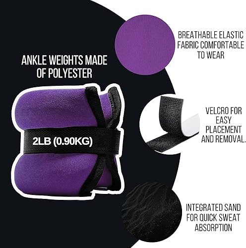 Miniatura 3 de Juego de 2 pesas de tobillo de 1.522.5 libras para entrenamiento de brazos, tobilleras, soporte de muñeca para ejercicio, pilates, accesorios de