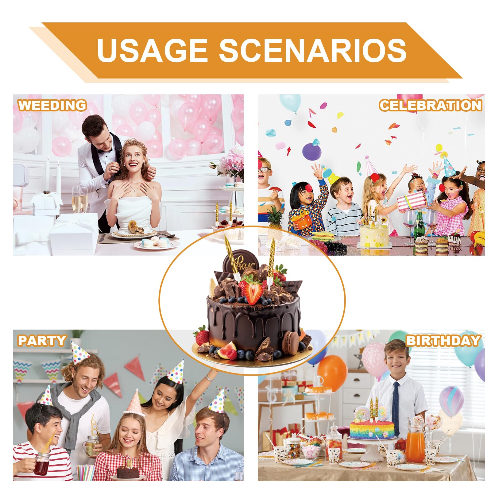Spiraal verjaardagskaars, 24 stuks, taarttoppers, decoraties, verjaardagskaarsen, taartkaarsen voor kinderen, verjaardag, bruiloft, feest, zilver/goud/champagne/meerkleurig (rood/roségoud/paars/groen