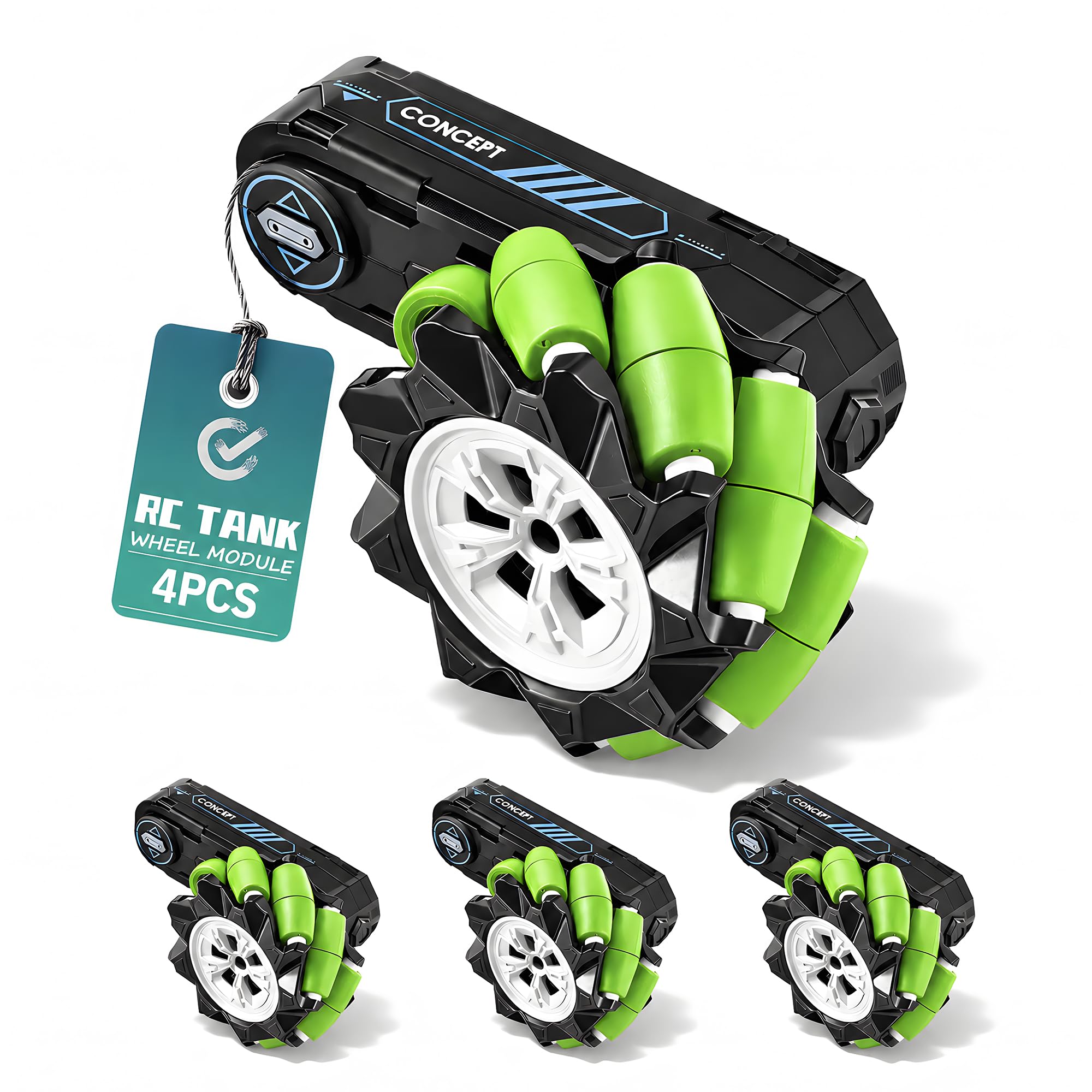 Set of 4 RC Stunt Car Replacement Wheels, Durable Toy Vehicle Tire Kit, Compatible Spare Tires for Kids Remote Control Car Repair, Easy Install RC Car Wheel Accessories Parts
