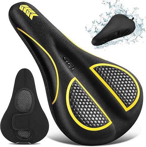 Cojín de asiento de bicicleta acolchado de gel extra suave y cómodo para hombres y mujeres, cómodo, con pelotón estacionario, ejercicio, bicicletas