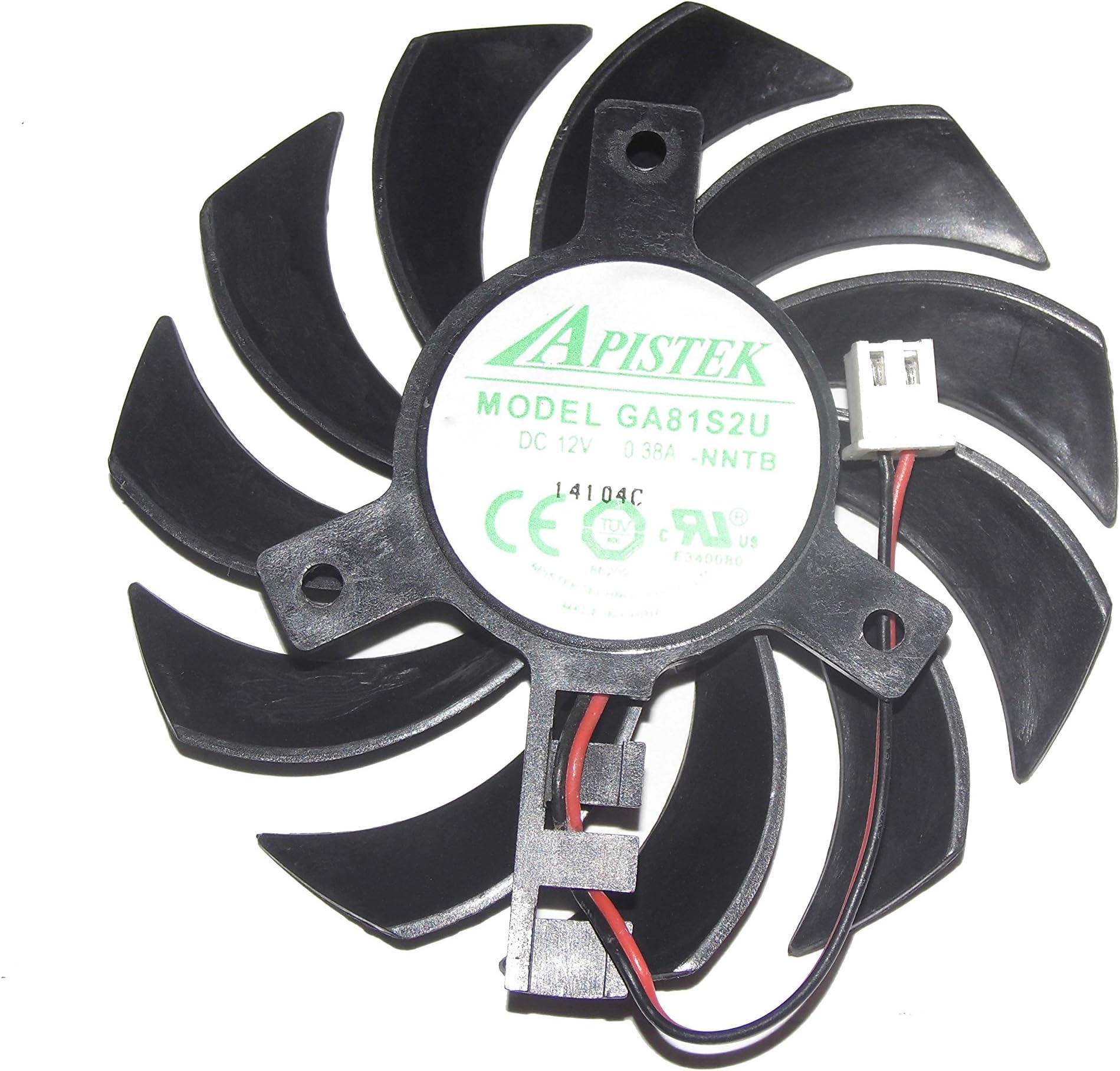 Apistek 75mm GA81S2U -NNTB 12V 0.38A 2Wire Graphic card fan