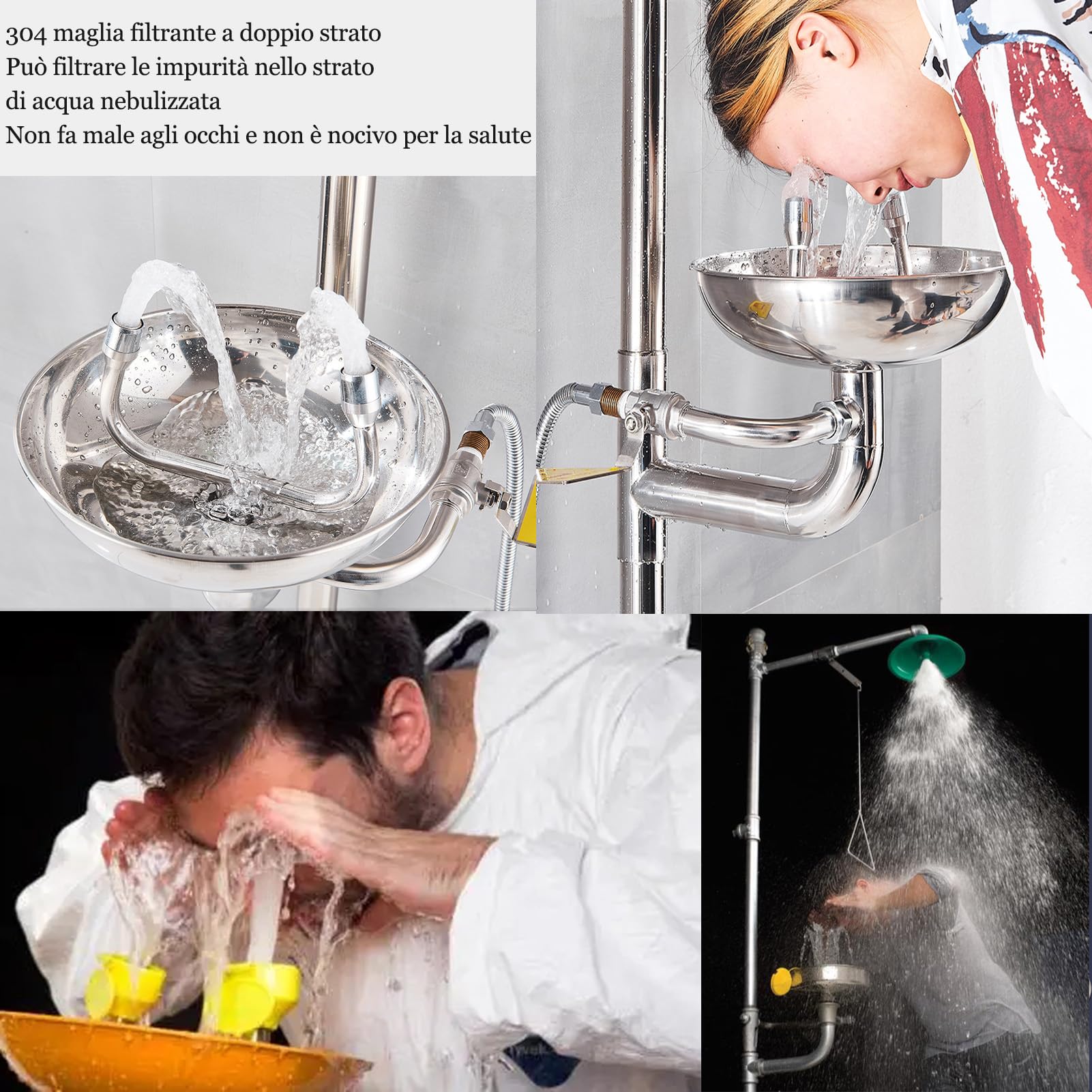 Stazione lavaocchi doccia emergenza combinazione 2 in 1 per fabbrica ufficio laboratorio