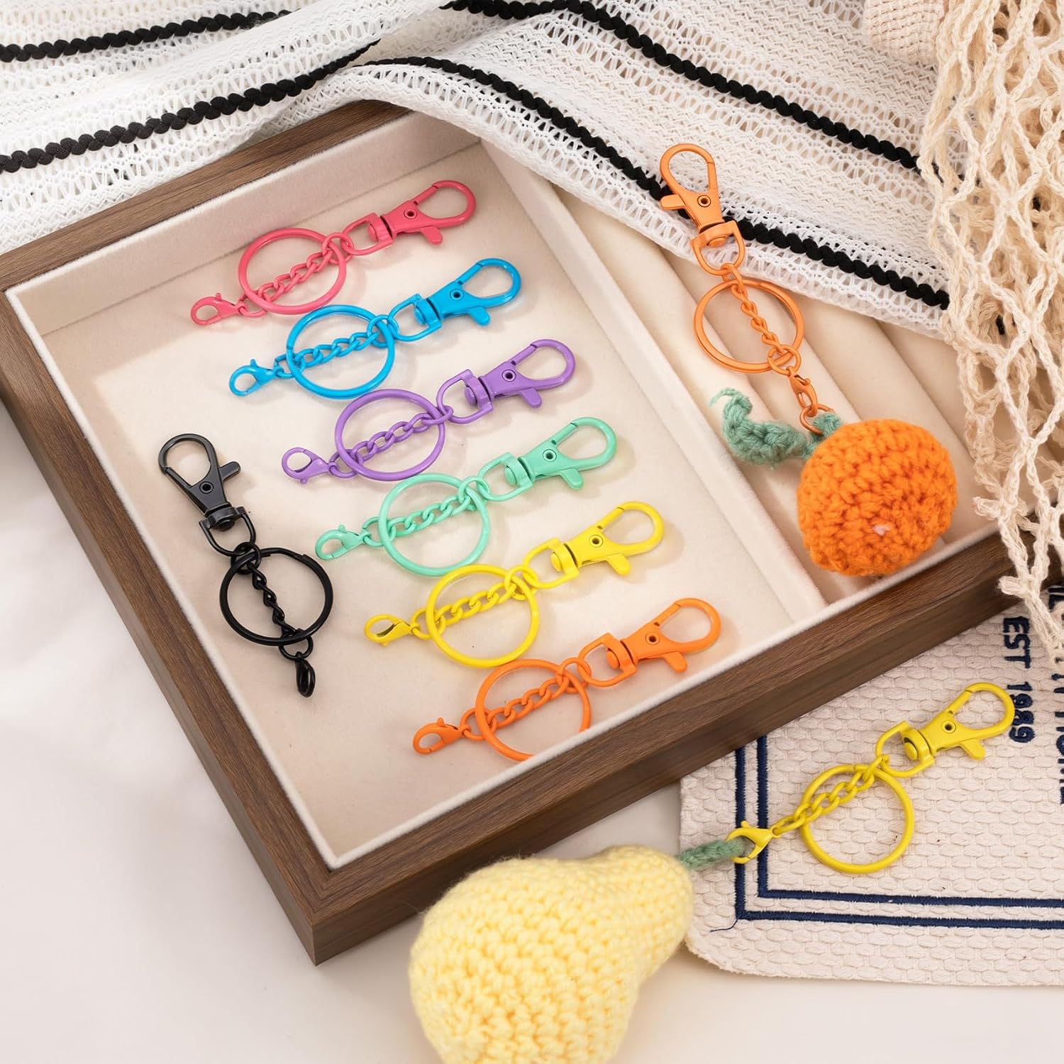 28 Pcs Metal Keychain Clip, Colorful Swivel Snap Hook with Key Rings, Swivel Keychain Hook, Lobster Keychains Clasps for Keychains DIY Crafts (7 Styles) image 3