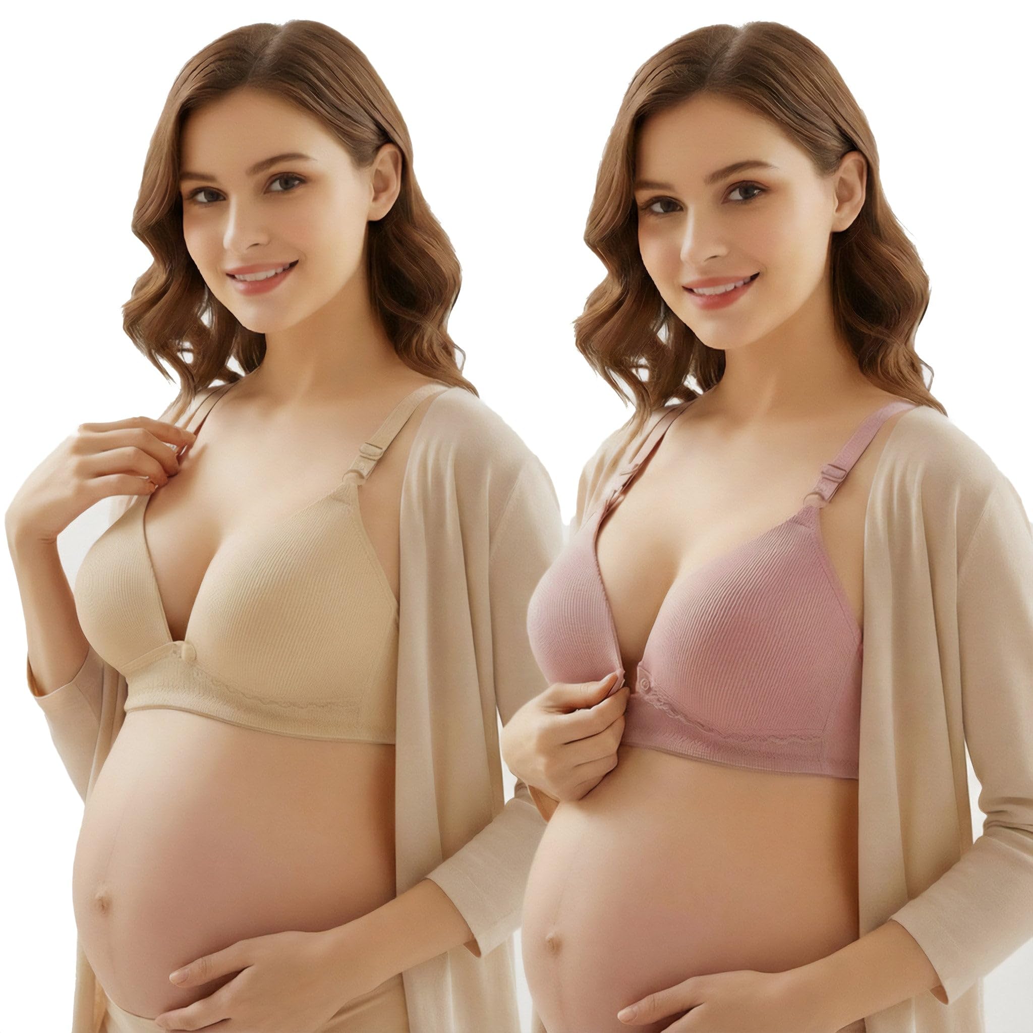 Luella Maternity Feeding Bra for Women | Cotton Seamless Full Coverage Nursing and Everyday Bra | Front Open Button, Lightly Padded, Wire-Free Pregnancy & Breastfeeding Bra