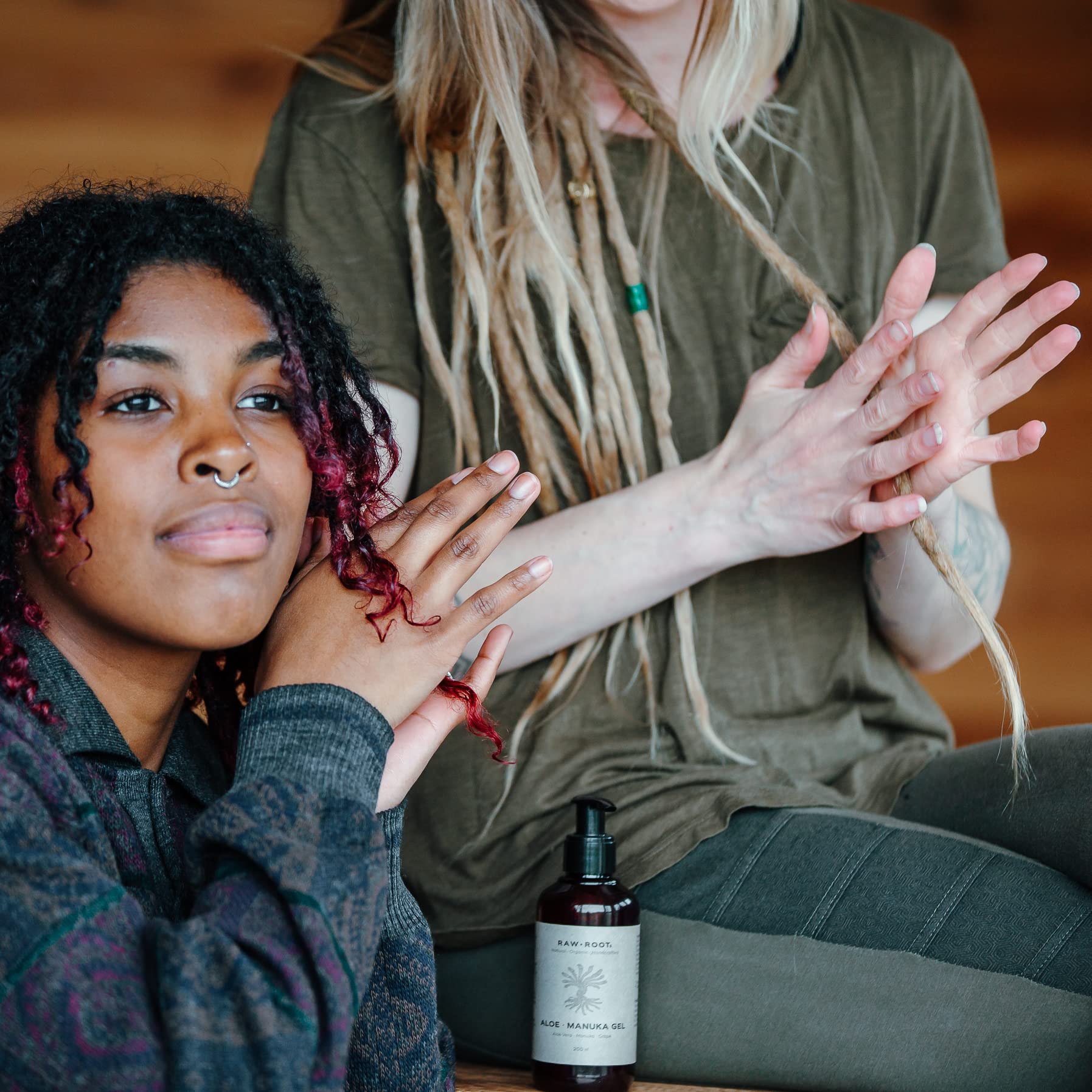 RAW ROOTs Gel rassodante da 200 ml, gel rassodante naturale per dreadlock con aloe e manuka, rafforza e stringe i locs, senza residui e vegano, senza siliconi, parabeni, solfati
