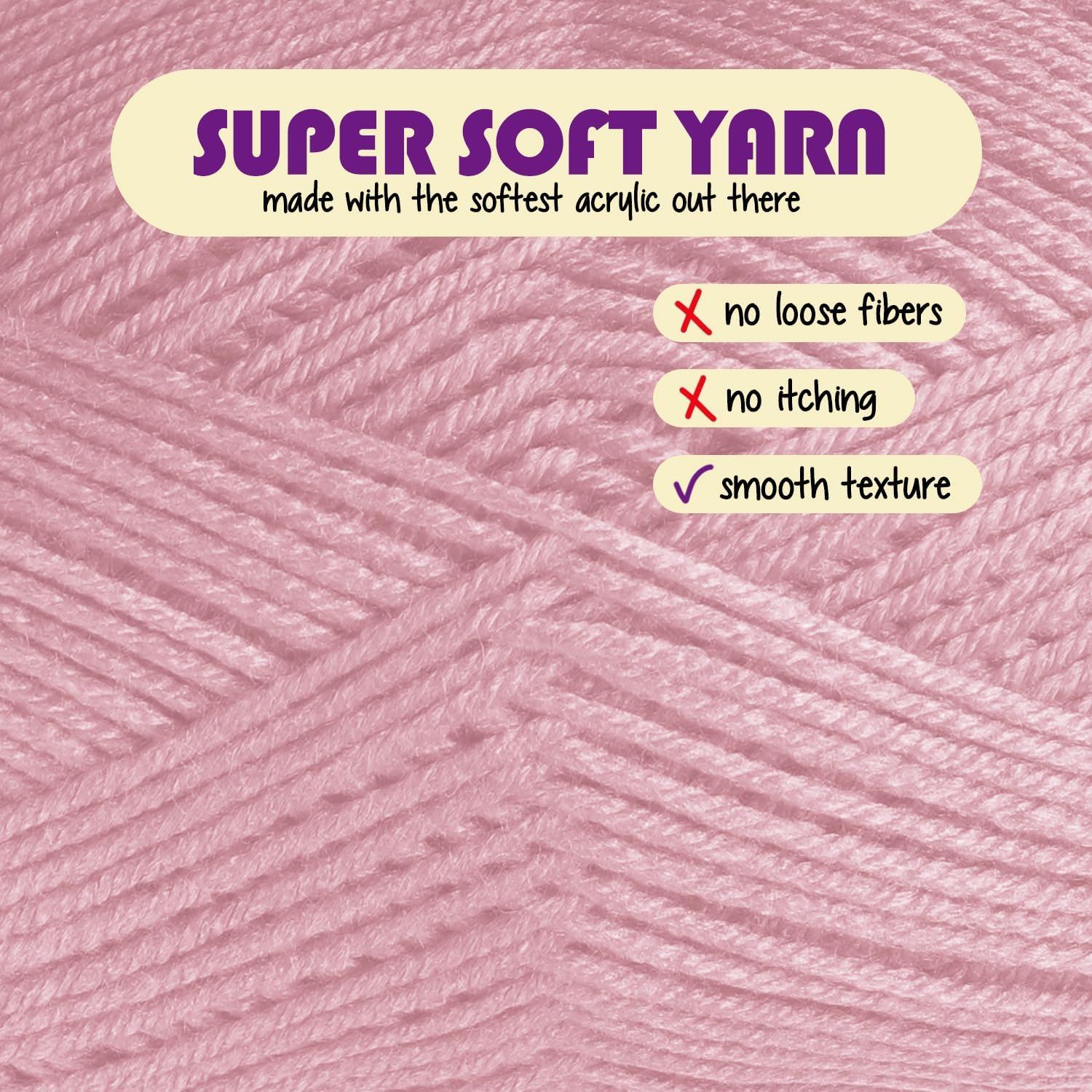 Acrylic Yarn for Crocheting & Knitting – Soft Crochet Yarn for Crocheting, 3 Pack of 370 Yards, Perfect for Crafts & Amigurumi, Medium Worsted Weight 4, Dusty Pink