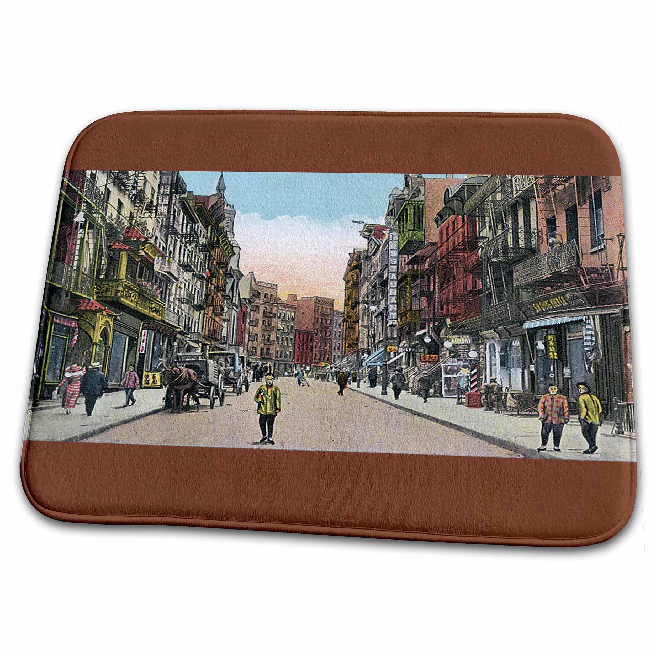 3dRose Mott Street, Chinatown with Horse & Wagon Bathroom Bath Rug Mat