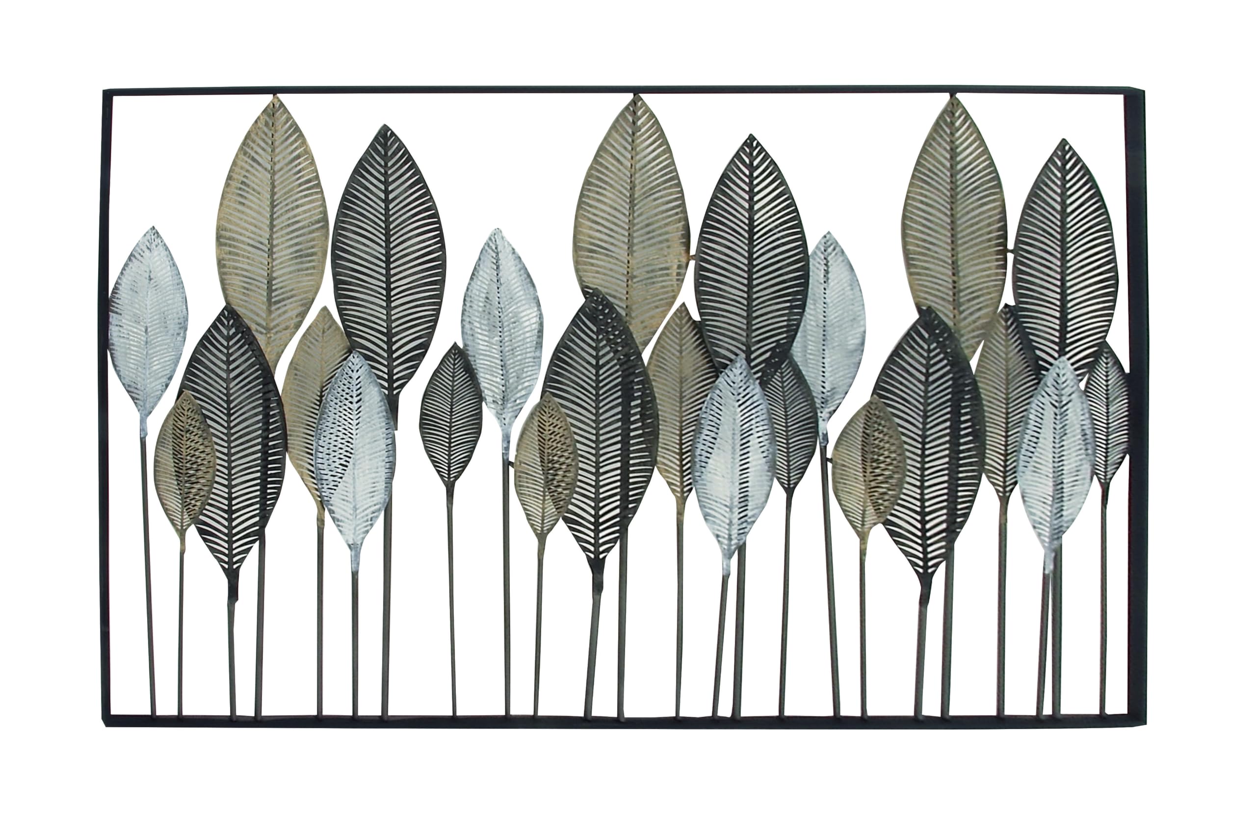 Deco 79 Decorazione da parete ritagliata alta in foglia di metallo con intricati disegni tagliati al laser, 59" x 1" x 37", Bronzo