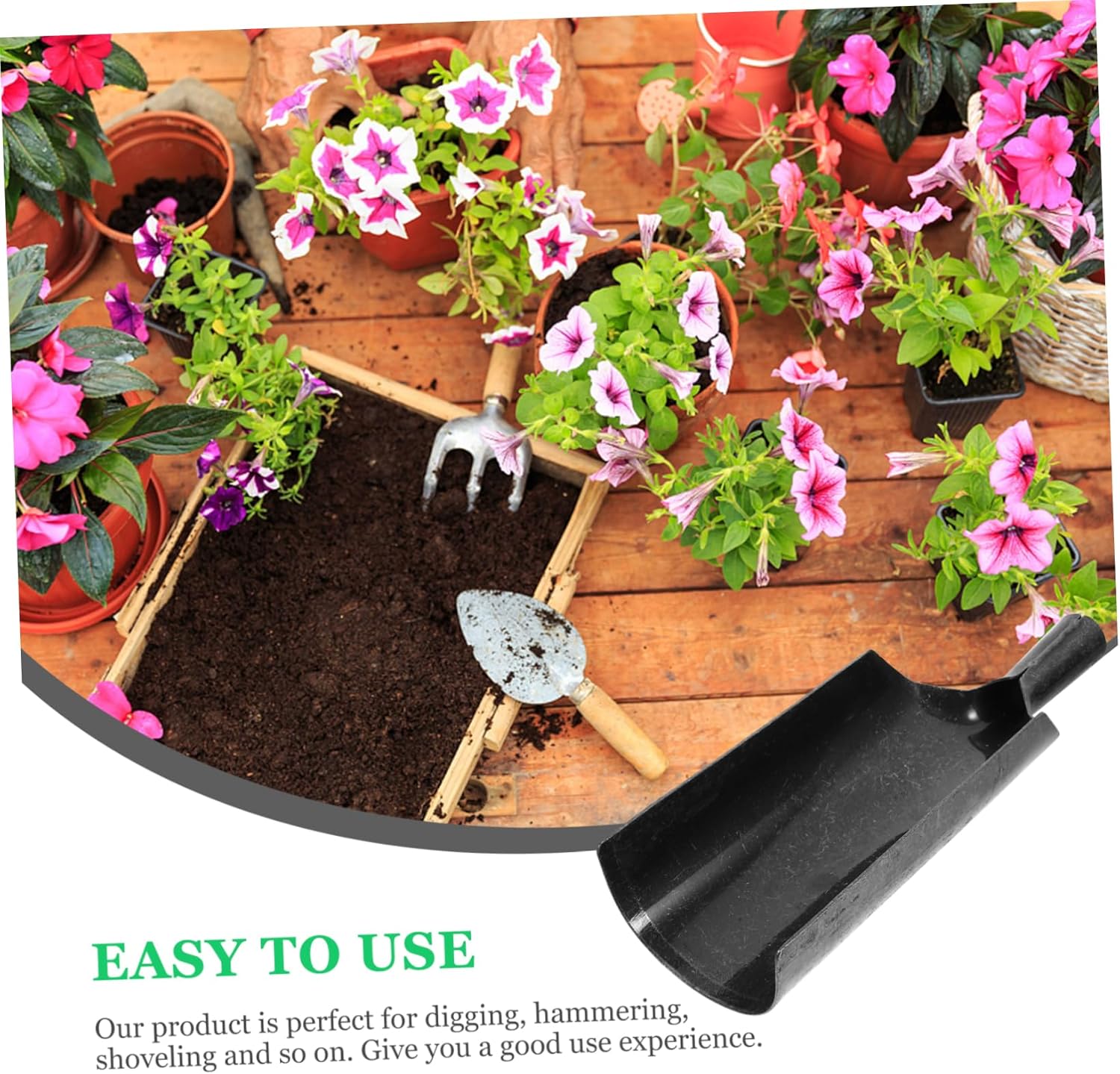 POPETPOP Manganese Garden Shovel Handle Spade Heavy Duty Digging Tool for Gardening Lightweight Design for Easy Carrying for Planting Weeding