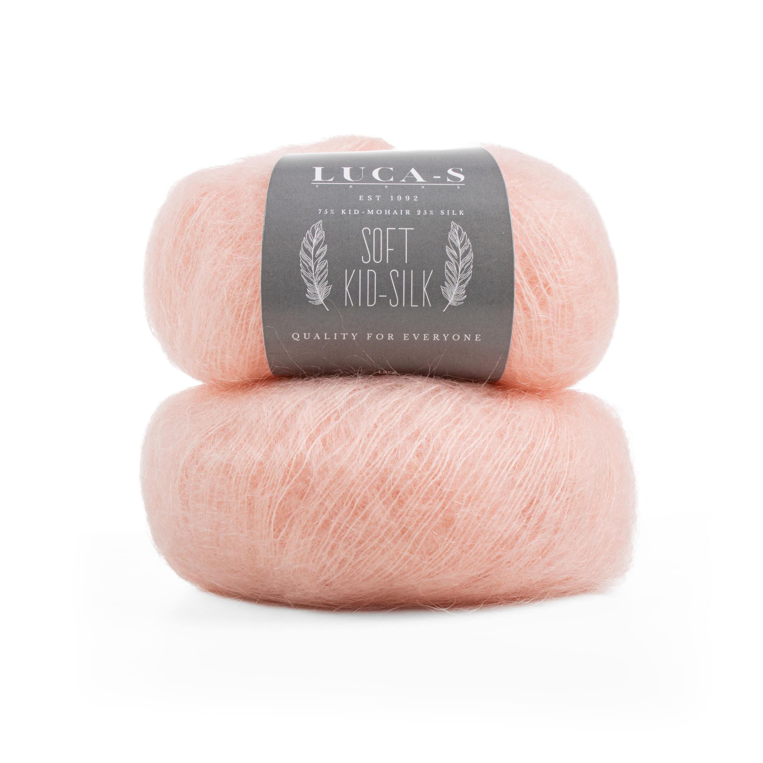 Set of 2 Soft Kid Mohair & Silk Yarn for Knitting & Crochet, 75% Mohair 25% Silk, 25g 210m, Lace-Weight Fluffy and Soft Wool for Knitting