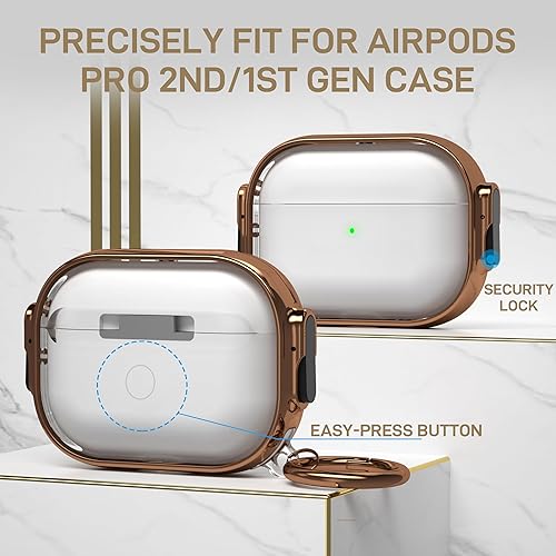 Miniatura 3 de Maxjoy Funda para AirPods Pro de 21 generación con cerradura, funda transparente para AirPods Pro 2, funda protectora dura para AirPod Pro para