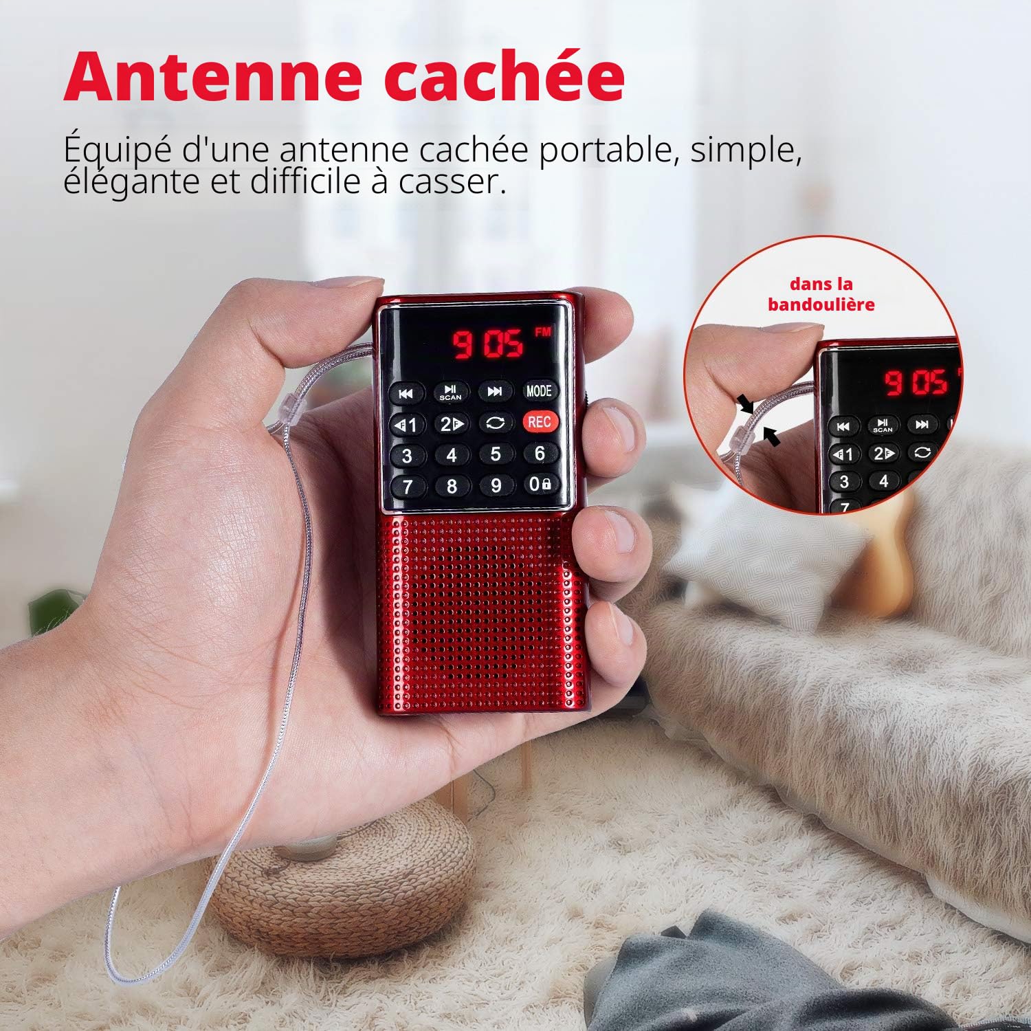 PRUNUS J-328 Radio Portable Rechargeable FM MP3 TF AUX USB-C Rose