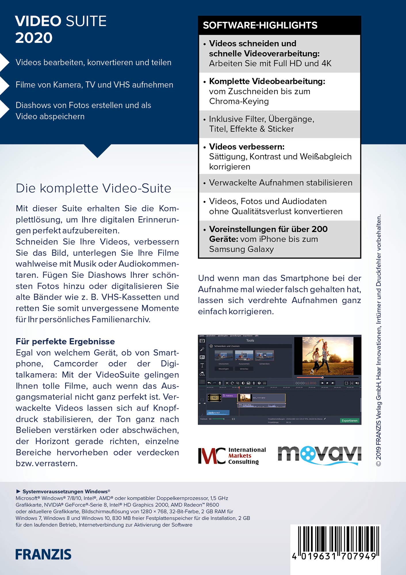 Video - Suite 2020|2020|Die einfache Lösung zum Schneiden, Drehen, Verbessern und Veröffentlichen Ihrer Videos|-|Für Video, Audio und Fotos|Disc|Disc