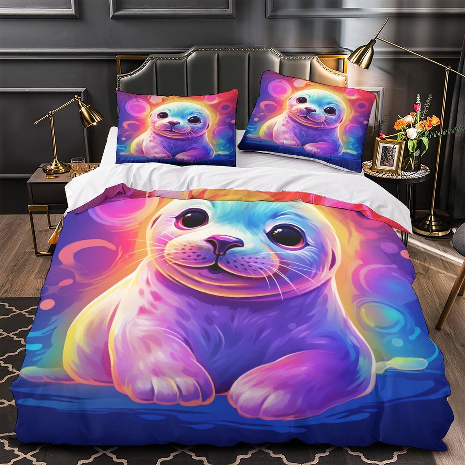 Zestaw pościeli z nadrukiem 3D z nadrukiem dla niemowląt, z mikrofibry, hipoalergiczne, z 2 poszewkami na poduszki, super king (260 x 220 cm), dla chłopców i dorosłych