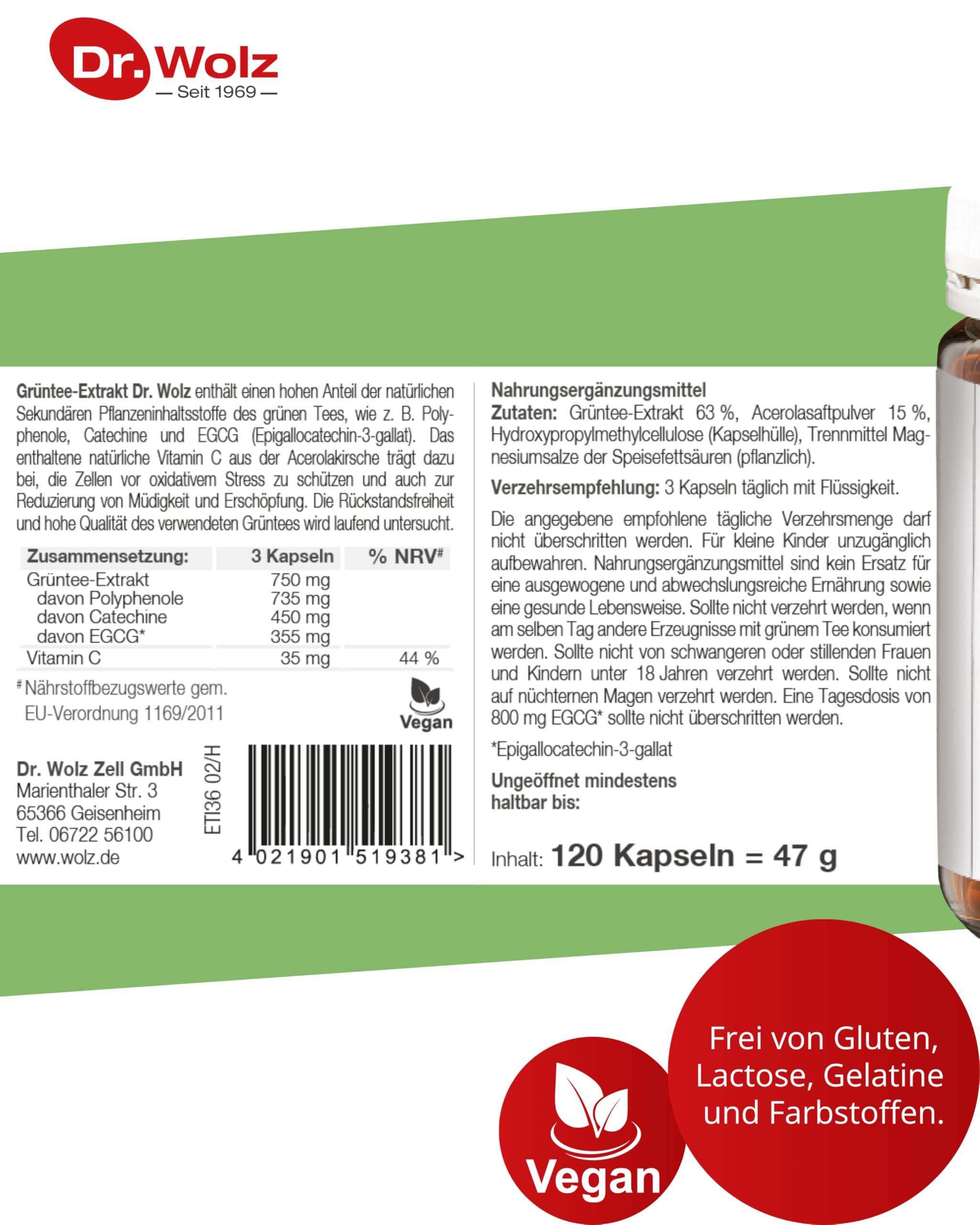 Dr. Wolz Grüntee-Extrakt, 120 St. Kapseln