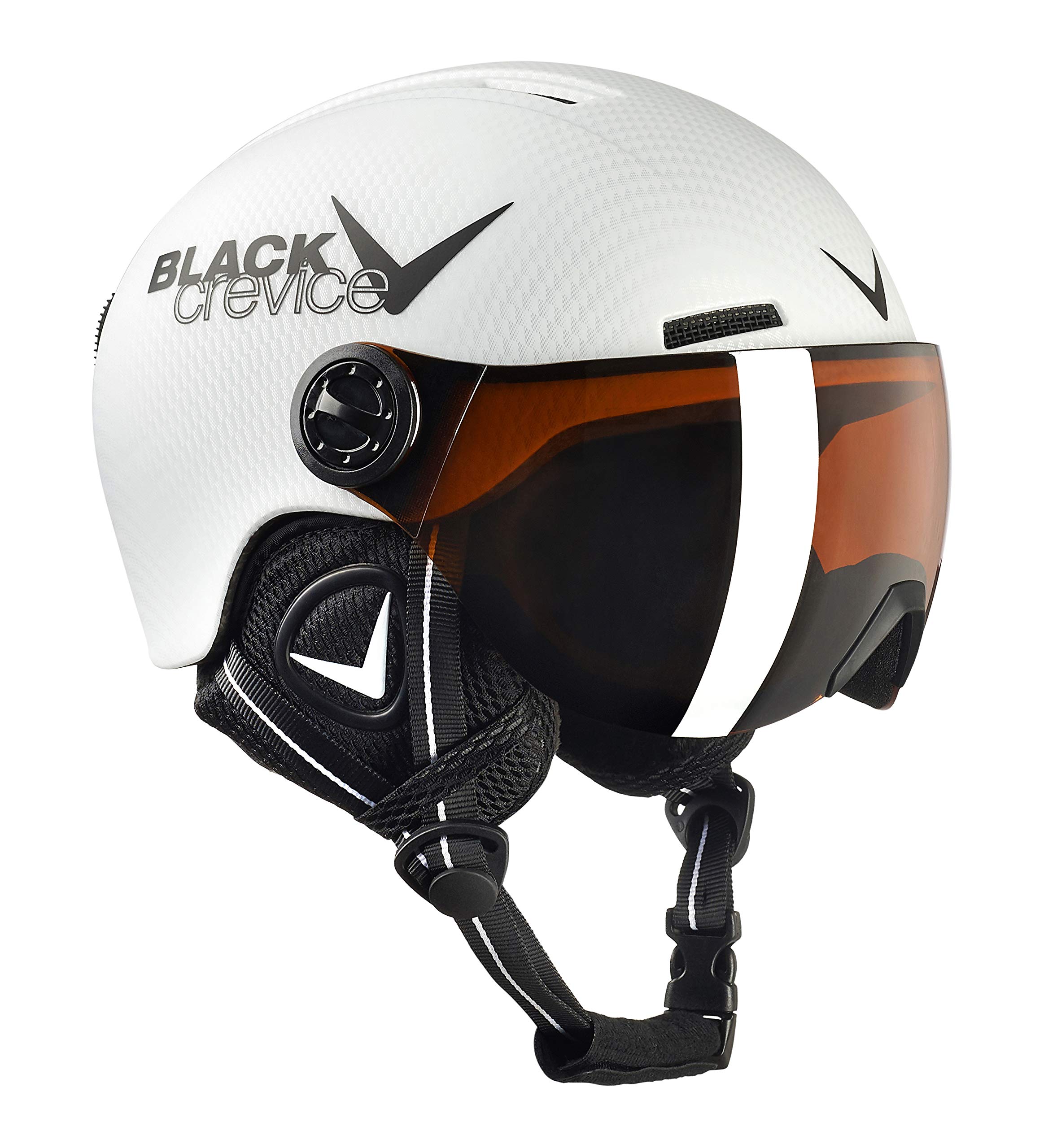Black Crevice Leogang Children's Visor Helmet, White Carbon Matte/Black, 48-52 cm