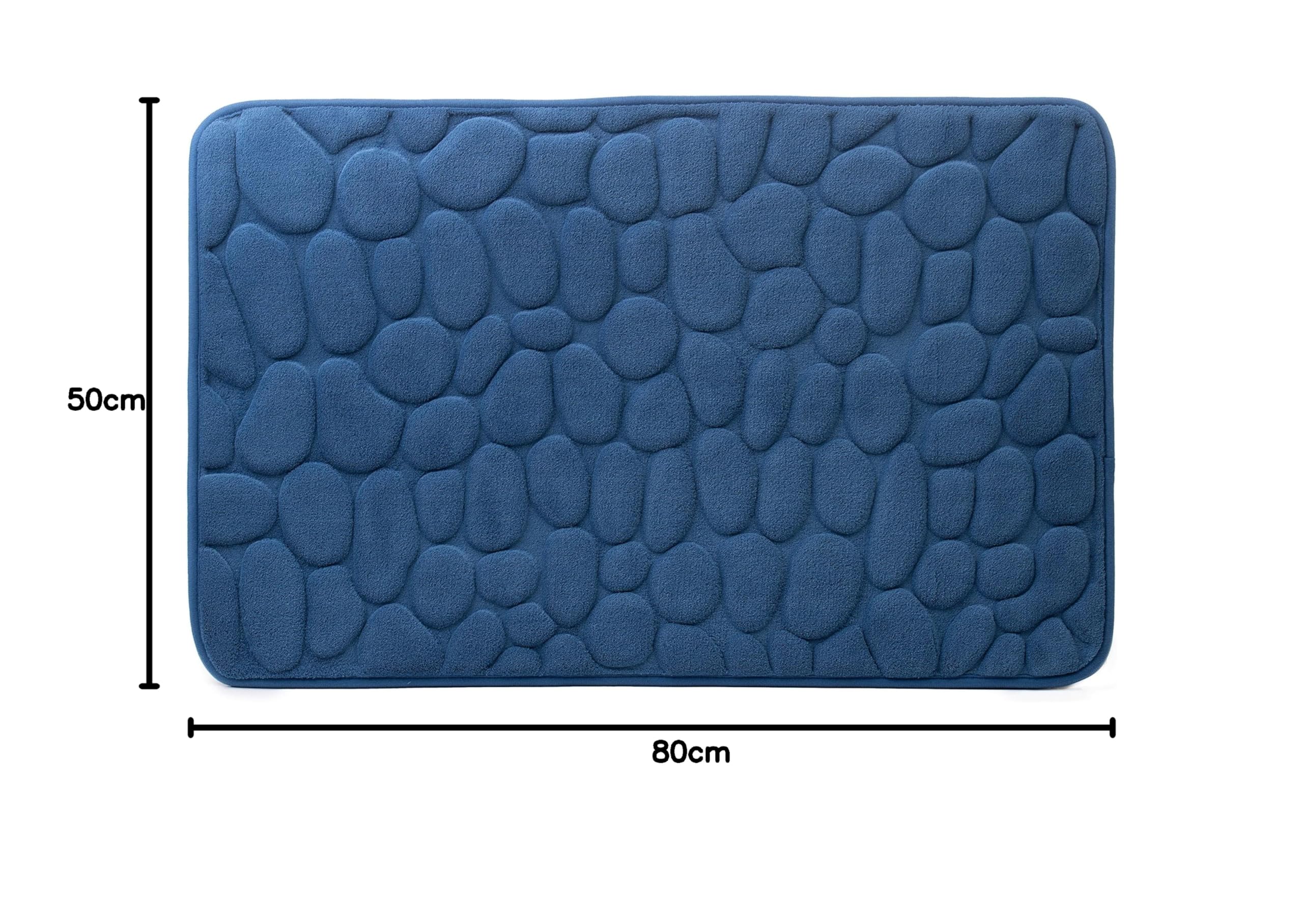 Amago - Mikrofaser Badteppich, Steinoptik 100 prozent PES, 50 x 80 cm - Blau
