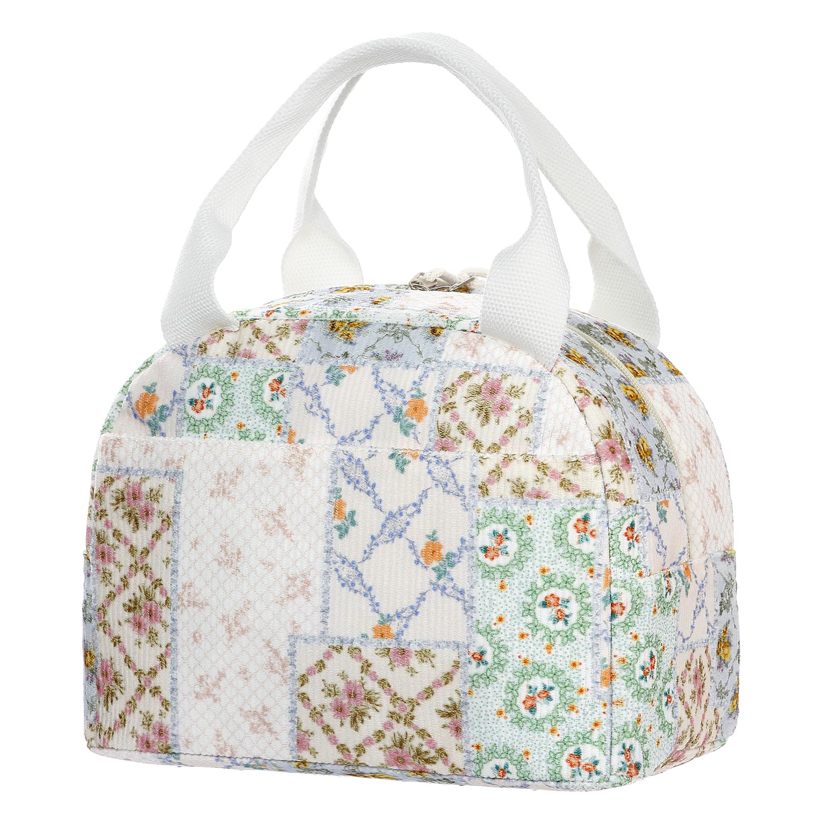 BuyCard Lunch Bag for Women,Insulated Lunch Bag for Adults, Waterproof & Oilproof Cool Bag for Work, School, Picnic & On The Go. (Retro Flowers)