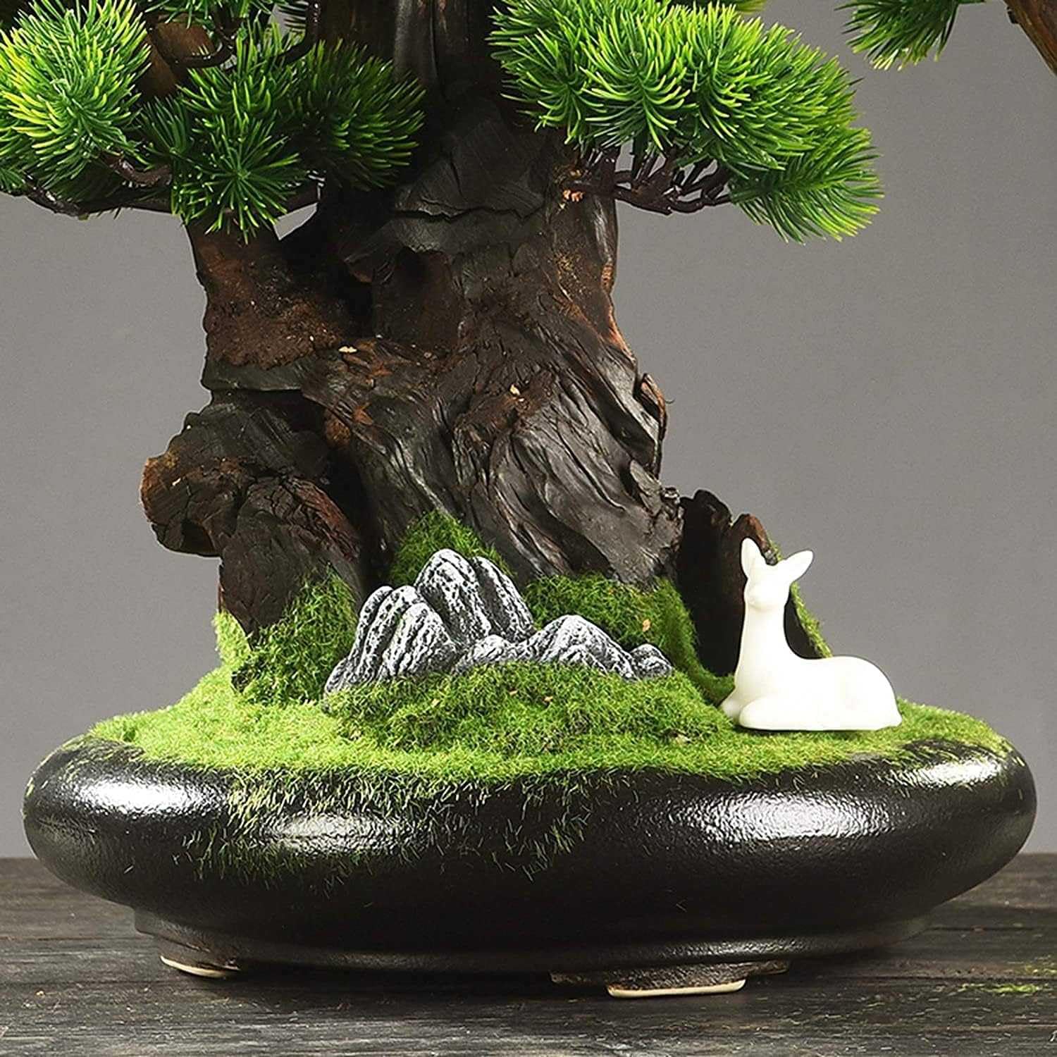 Árbol bonsái artificial, pequeña planta de pino falsa para decoración interior del hogar, ideal para sala de estar, dormitorio y oficina, diseño de simulación, fácil mantenimiento