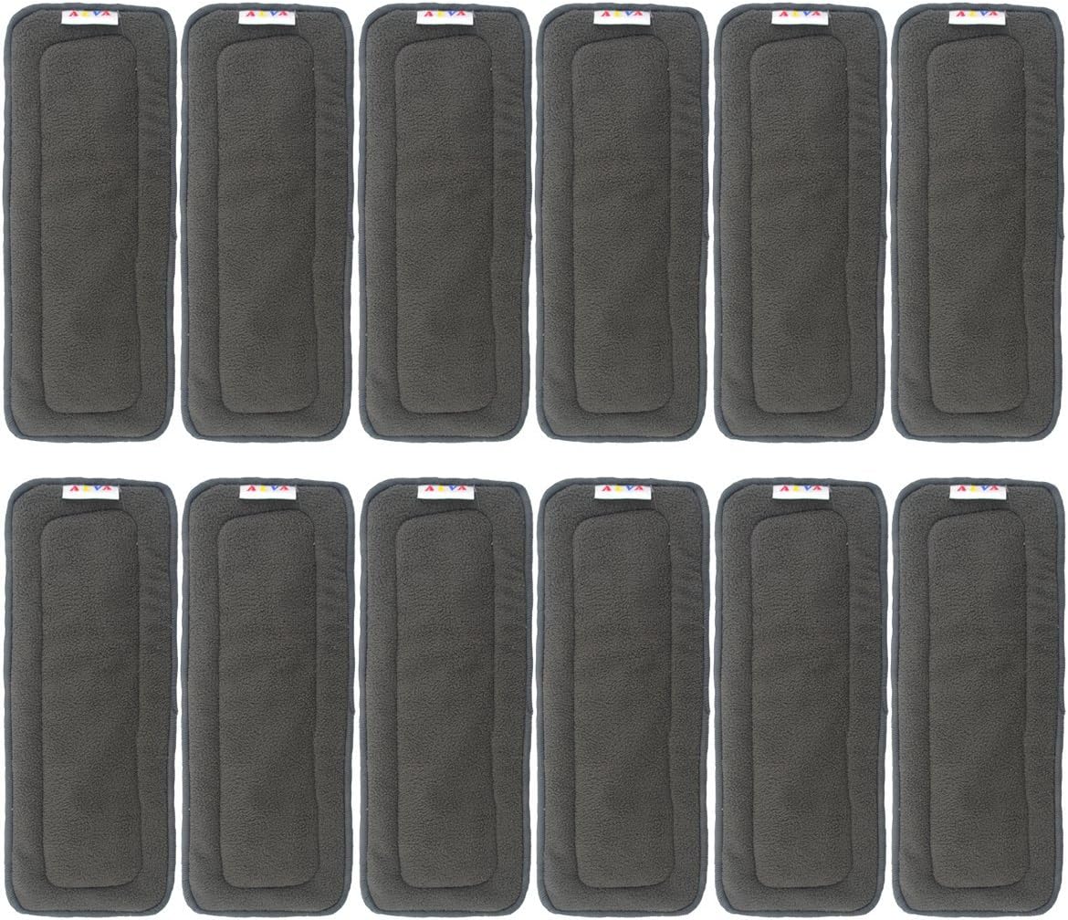 Alva Baby 5 Layer Charcoal Bamboo Reusable Liners for Cloth Nappies 12pcs 12ZTN-UK