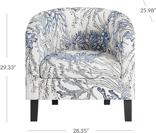 Miniatura 34 de BELLEZE Sillas decorativas blancas para sala de estar, elegante sillón tapizado con barril capitoné, silla de club para dormitorio con patas Azul
