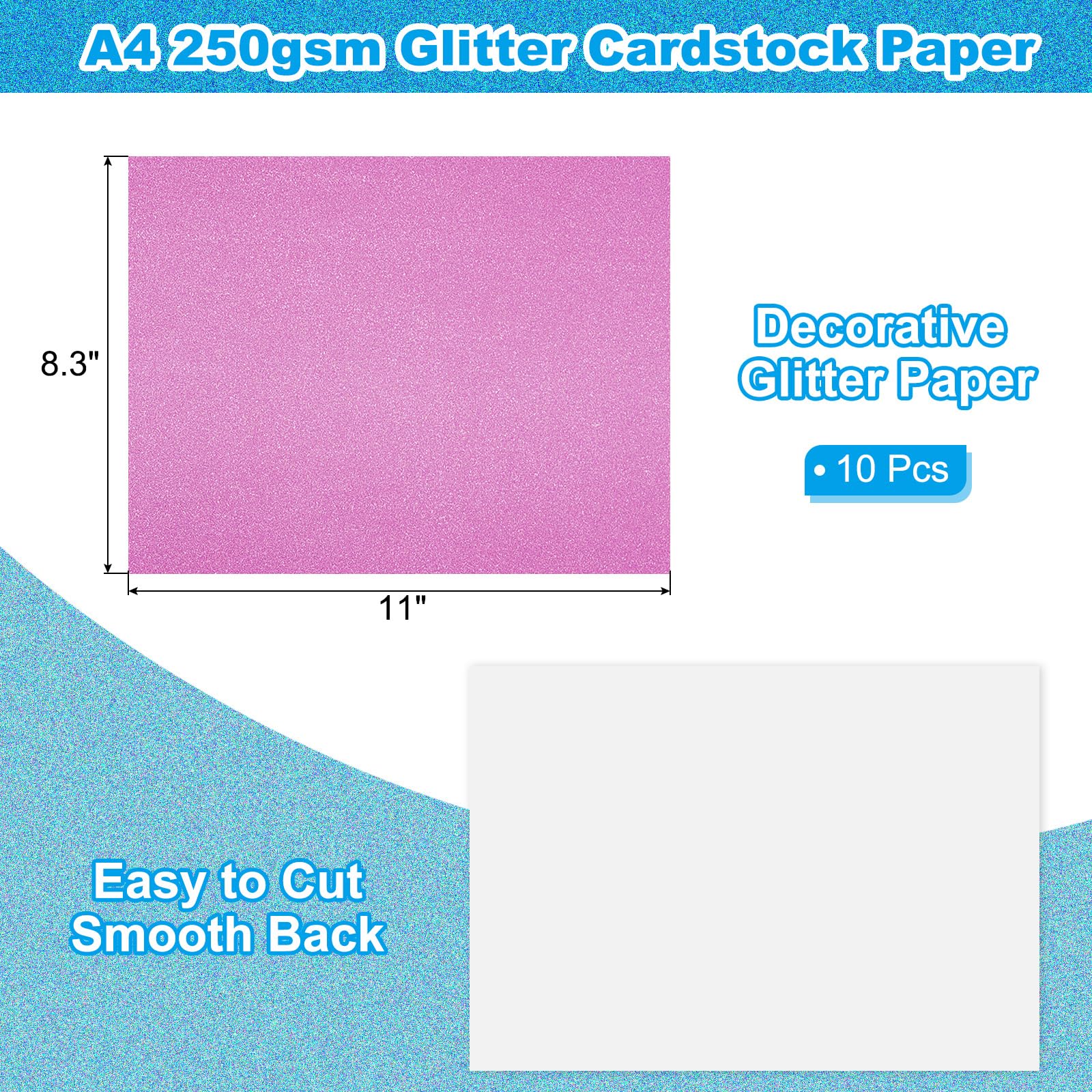 PATIKIL 10 Sheets Dark Pink Glitter Cardstock 8.5 x 11 in - Image 2