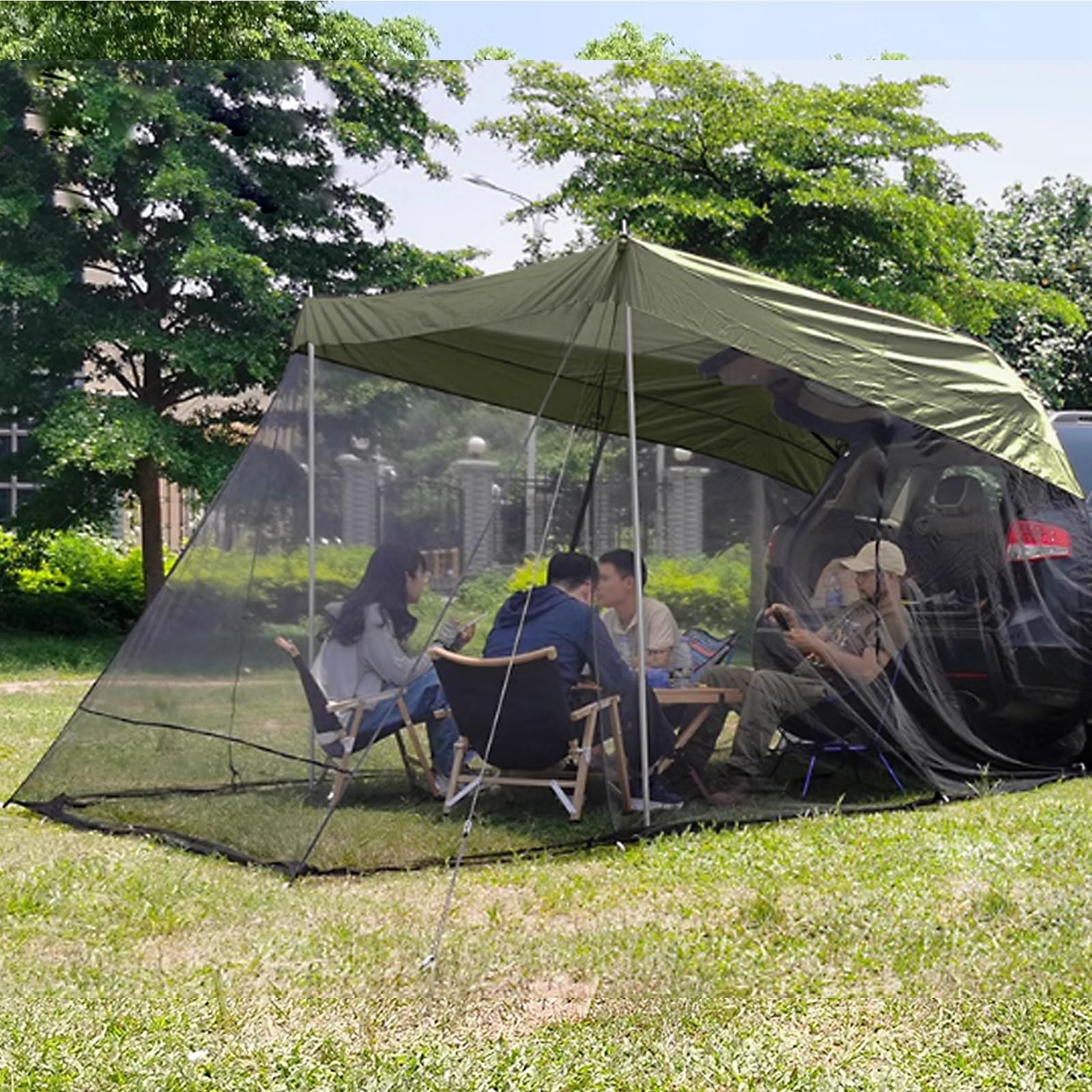 Tendalino Camper per Portellone Posteriore SUV Tenda da Campeggio per 4-6 Persone Impermeabile PU5000mm Anti-Sole UV50+ Campeggio Fuoristrada per Auto SUV Camion Furgone(Green)