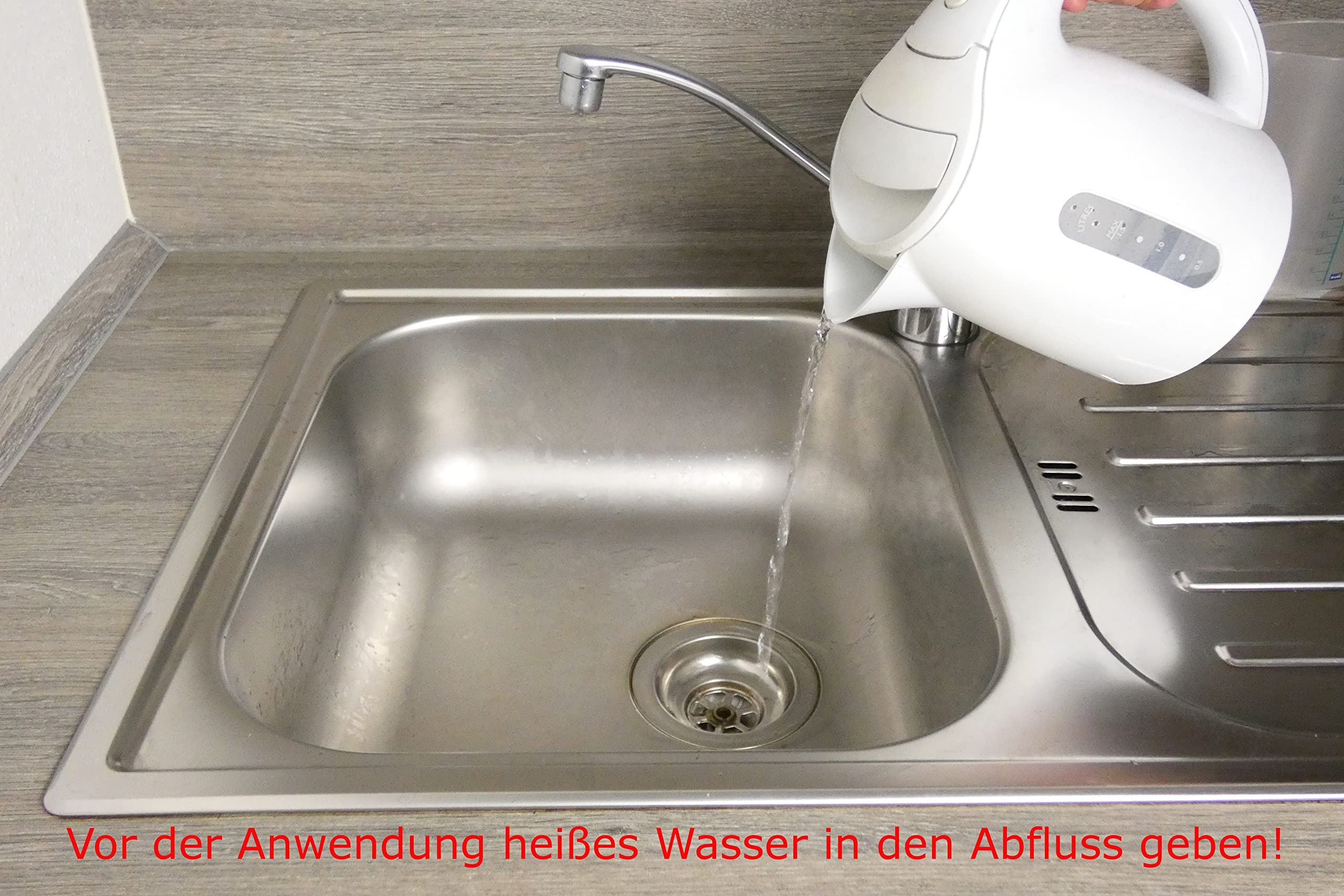 DEWEPRO-Set: SANIT RohrBombe und SANIT Rohrreiniger flüssig - je 1000ml - perfektes Set zum Lösen von Verstopfungen und anschließendem Reinigen - inkl. 1 St. DEWEPRO® Single Scrubs