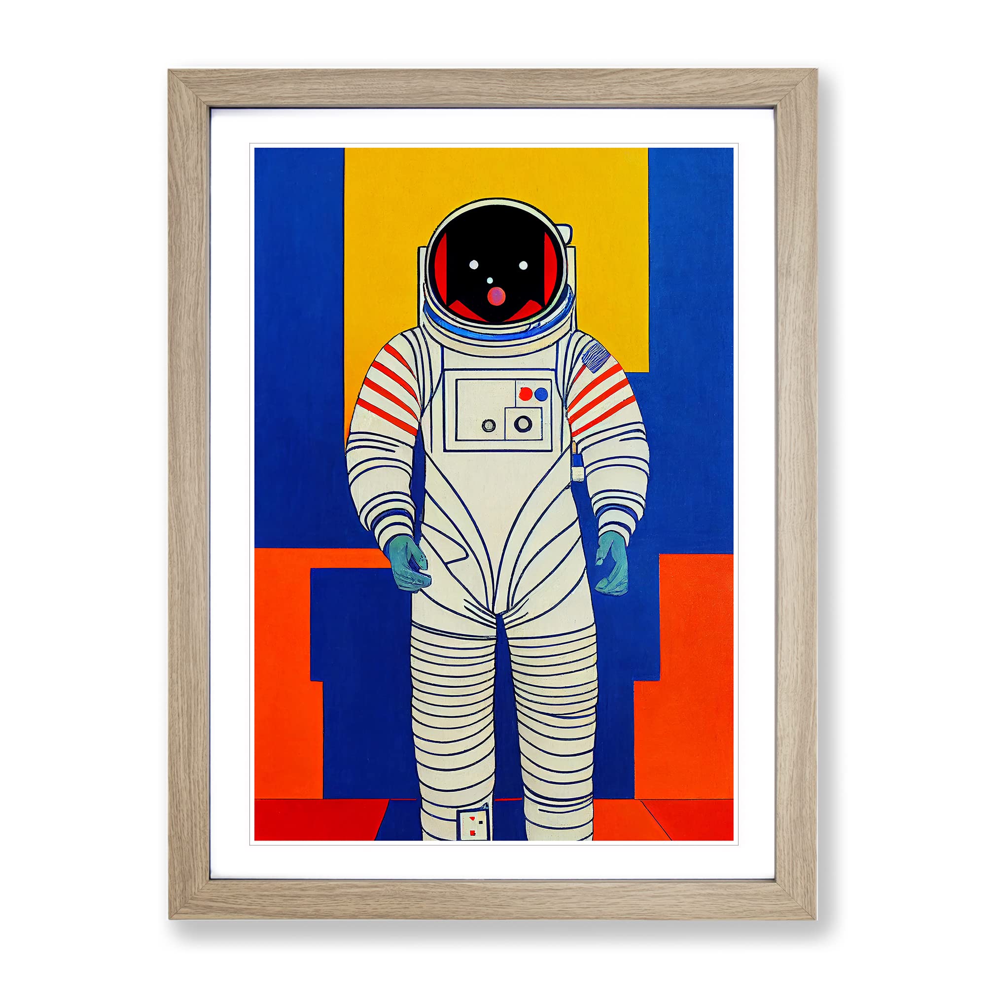Astronaut Pop Art No.1 Framed Print, Oak, A3 (34 x 46 cm)