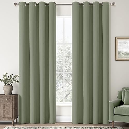 Miniatura 45 de ChrisDowa Cortinas 100% opacas de abedul liso de 96 pulgadas de largo, 2 paneles para dormitorio, sala de estar, oscurecimiento de la habitación de