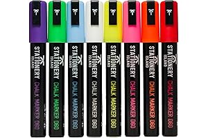 Stationery Island Markers Set of 8 Washable Chalk Pens for Blackboard, Glass...