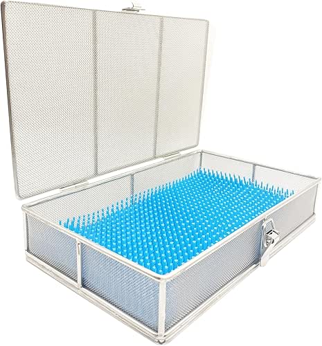 Instrument Tray with Silicone Mat&Lid, 11.81"x7.87"x2.75" (30x20x7cm), 304 Stainless Steel