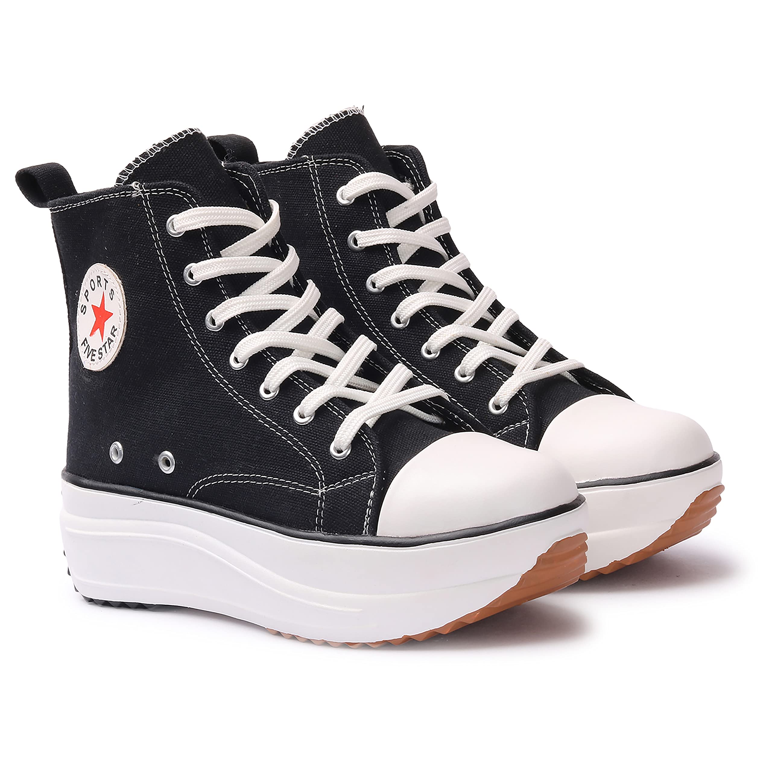 FLYNCE Womens Boots | Boots for Women | Embellished Premium Casual High Ankle Sneakers | Ankle Boots Shoe | Chunky Ankle Length Sneakers Shoes for Women and Girls | Color Black (B0BT9TK3MV) Amazon Price History, Amazon Price Tracker