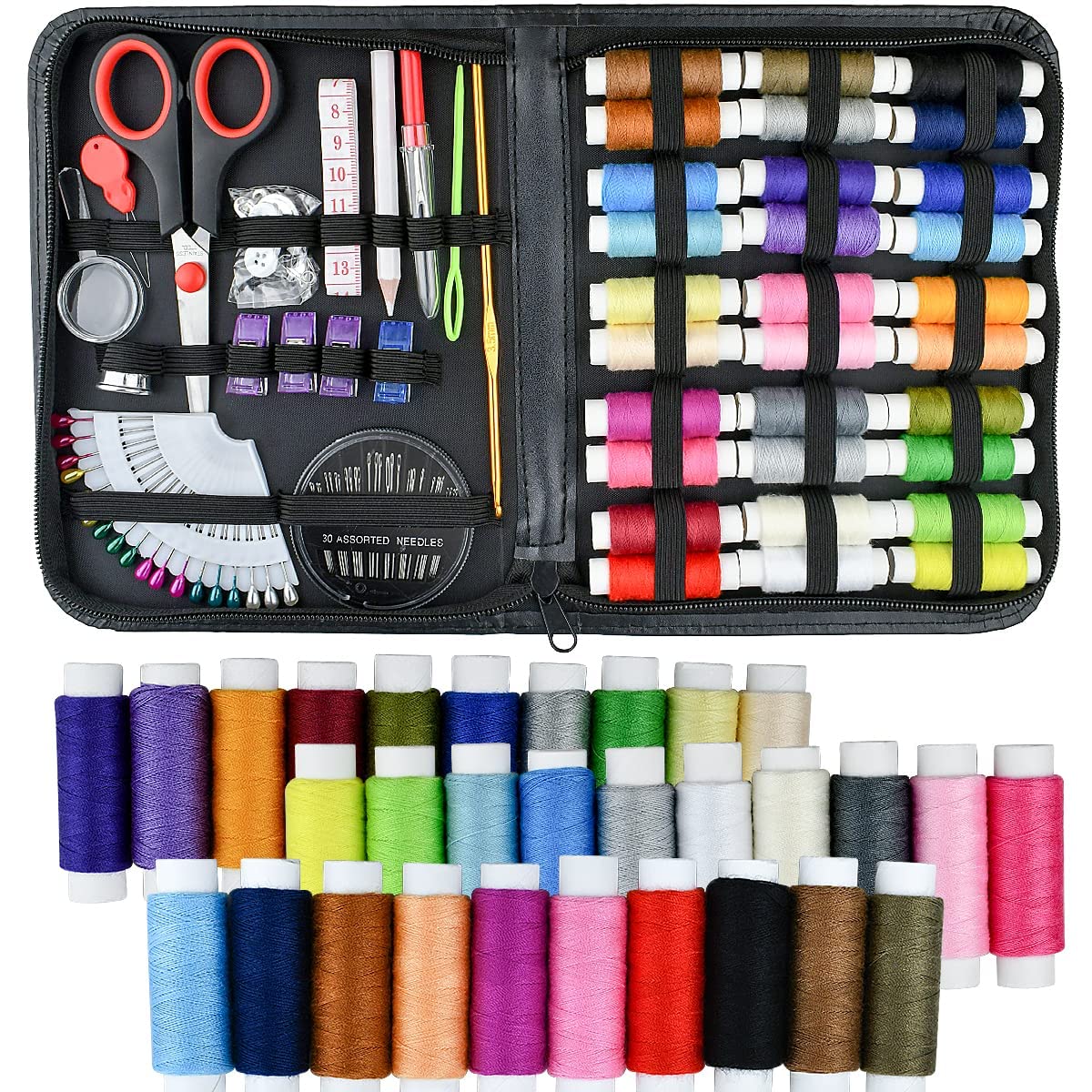 Sponsored Ad โ KASTWAVE Portable Sewing Kit - 100-Piece Includes 30 Color Threads, Scissors, Needles, Tape Measure and Other Accessories, for Women, Mom, Traveler, Adults, Beginner