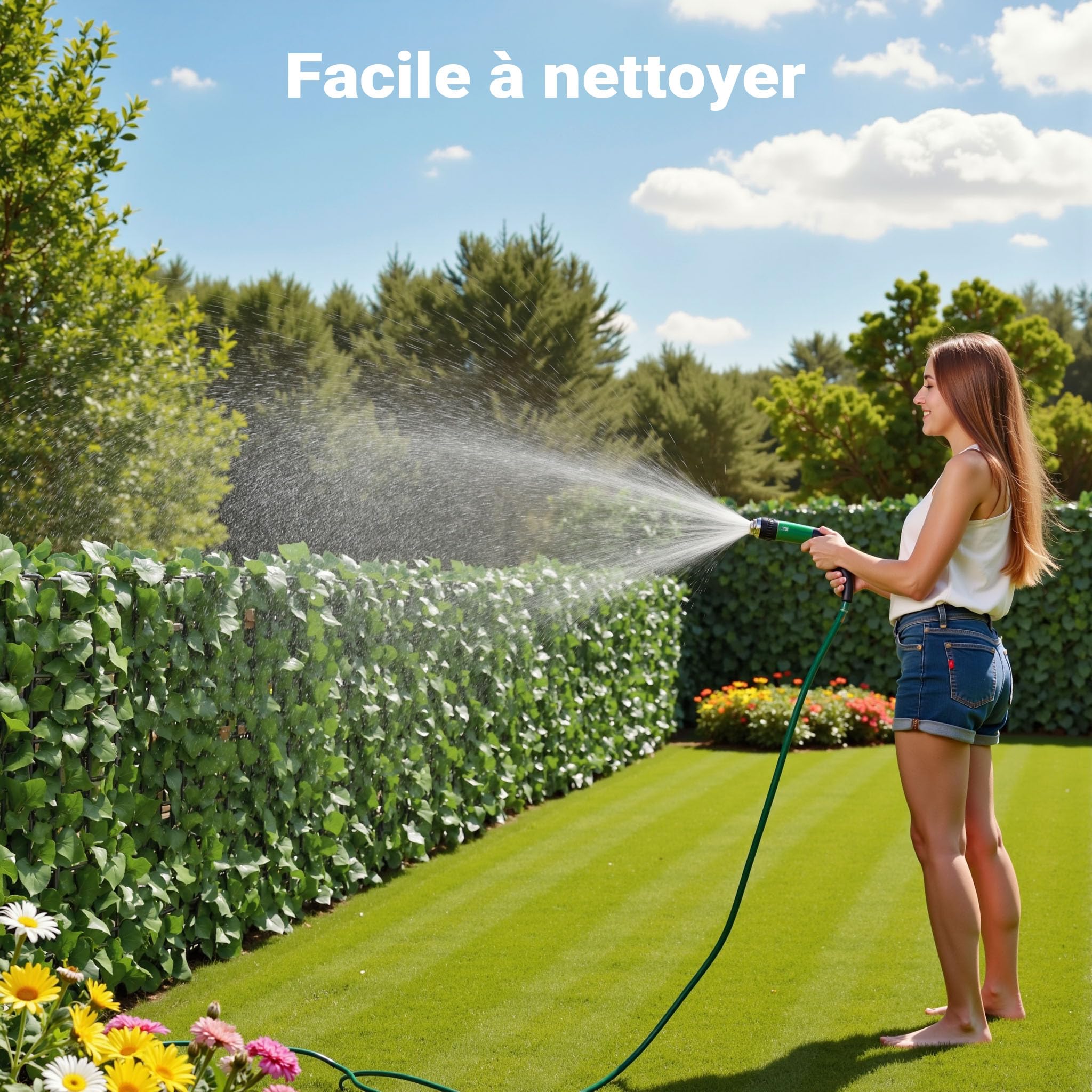 WilTec Clôture Pare-Vue Design Feuillage – 300 x 100 cm – en PE & Plastique – Paravent extérieur comme Habillage de Mur, Brise-Vue Jardin clôture, Bâche à Grillage