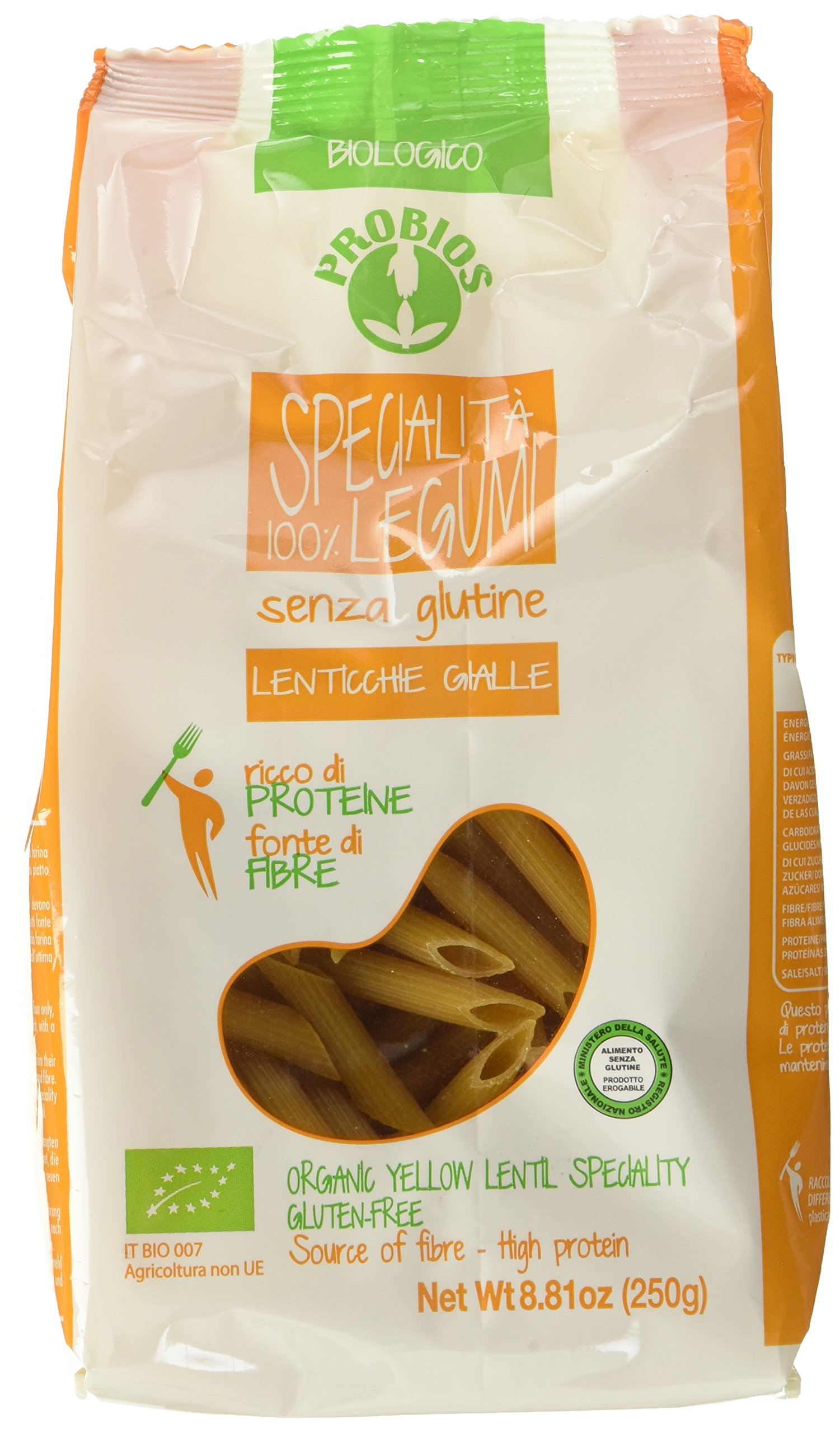 PROBIOS Penne aus gelben Linsen, 12er Pack (12 x 250 g)