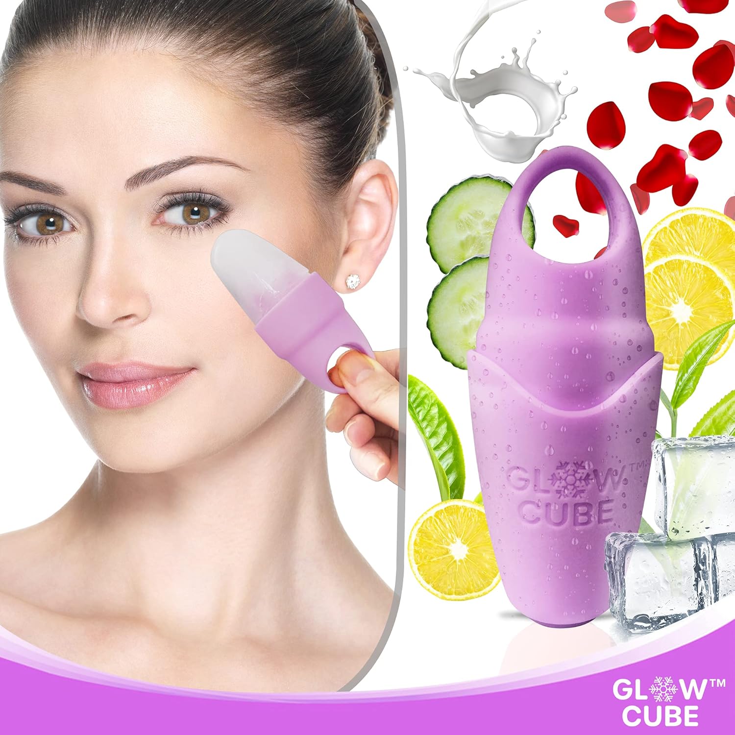 Glow Cube Mini Ice Roller For Face & Eyes To Brighten Skin & Enhance Your Natural Glow/Reusable Facial Treatment to Tighten & Tone Skin & De-Puff The Eye Area (Violet) : Beauty & Personal Care