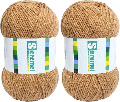 2 Skein250g Crochet/Knitting Yarn,Soft Fluffy 100% Acrylic Yarn,Pink,Blue,Brown,Black,White,Grey Yarn for Crocheting Clearance Brown
