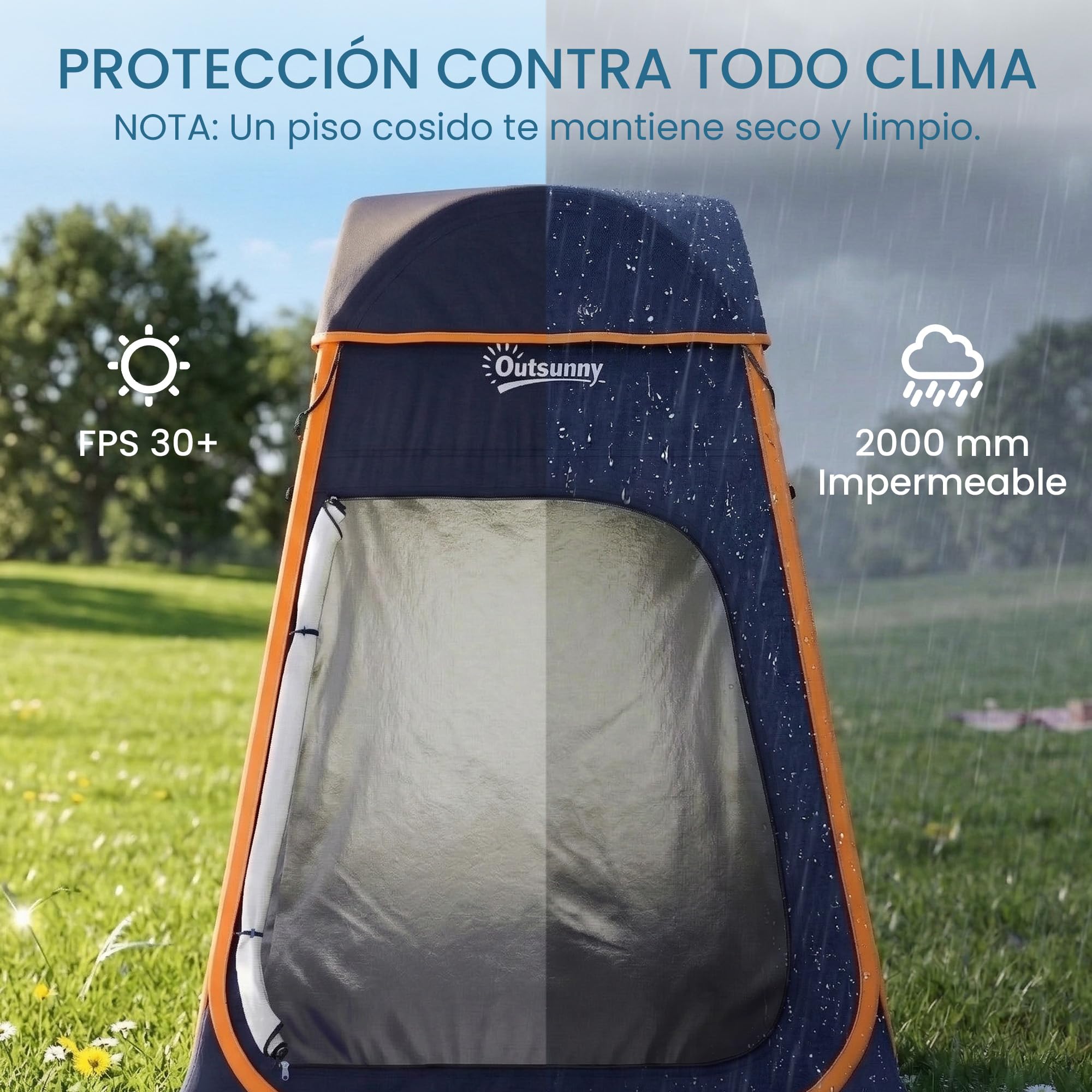 Outsunny Tienda de Campaña Instantánea Pop-Up 152x152x200 cm Azul Oscuro Impermeable 2000mm UV 30+