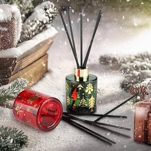 Miniatura 5 de Brakula Juego de difusor de junco, diseño de botella de Navidad con 2 aromas, decoración del hogar, dormitorio, sala de estar, baño, oficina,