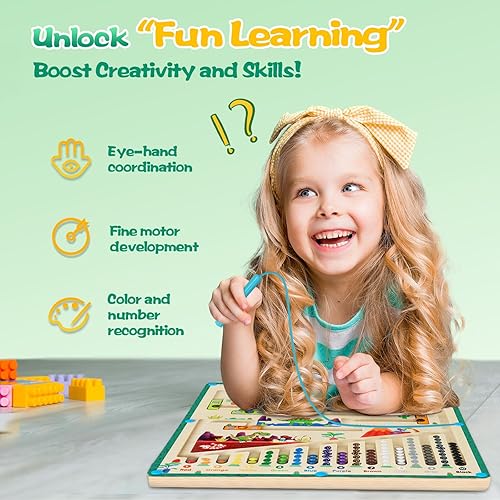 Miniatura 3 de POZZLO Laberinto magnético de color y números juguetes Montessori para actividades de aprendizaje preescolar de 3 años, clasificación de colores de