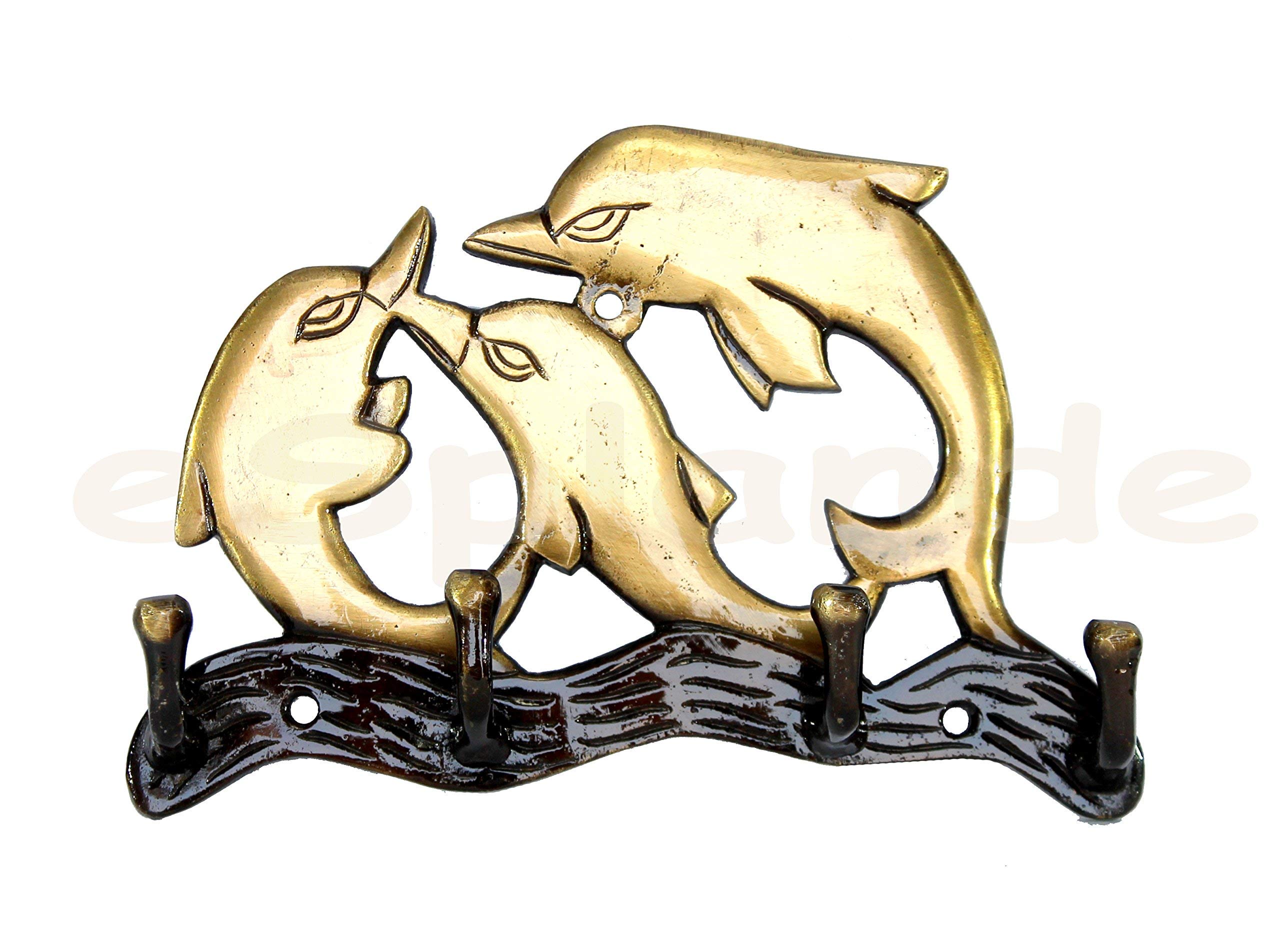 Esplanade Golden Key Stand | Key Holder Keys Hanger Hook, Wall Key Holder, Key Stand, Keys Rack Hook, Key Hanging Hooks (Dolphin Holder)