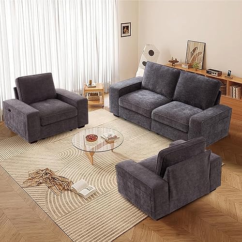 Miniatura 7 de TEKAMON Sillón decorativo, 45 pulgadas, almacenaje abajo, grande, moderno, de felpilla, para sala u oficina, asiento profundo, anchos reposabrazos,