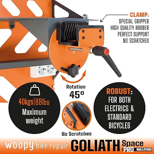 Miniatura 2 de WOOPY Soporte de pared para bicicleta - Soporte para bicicletas de almacenamiento para garaje o hogar - Soporte vertical para bicicletas para